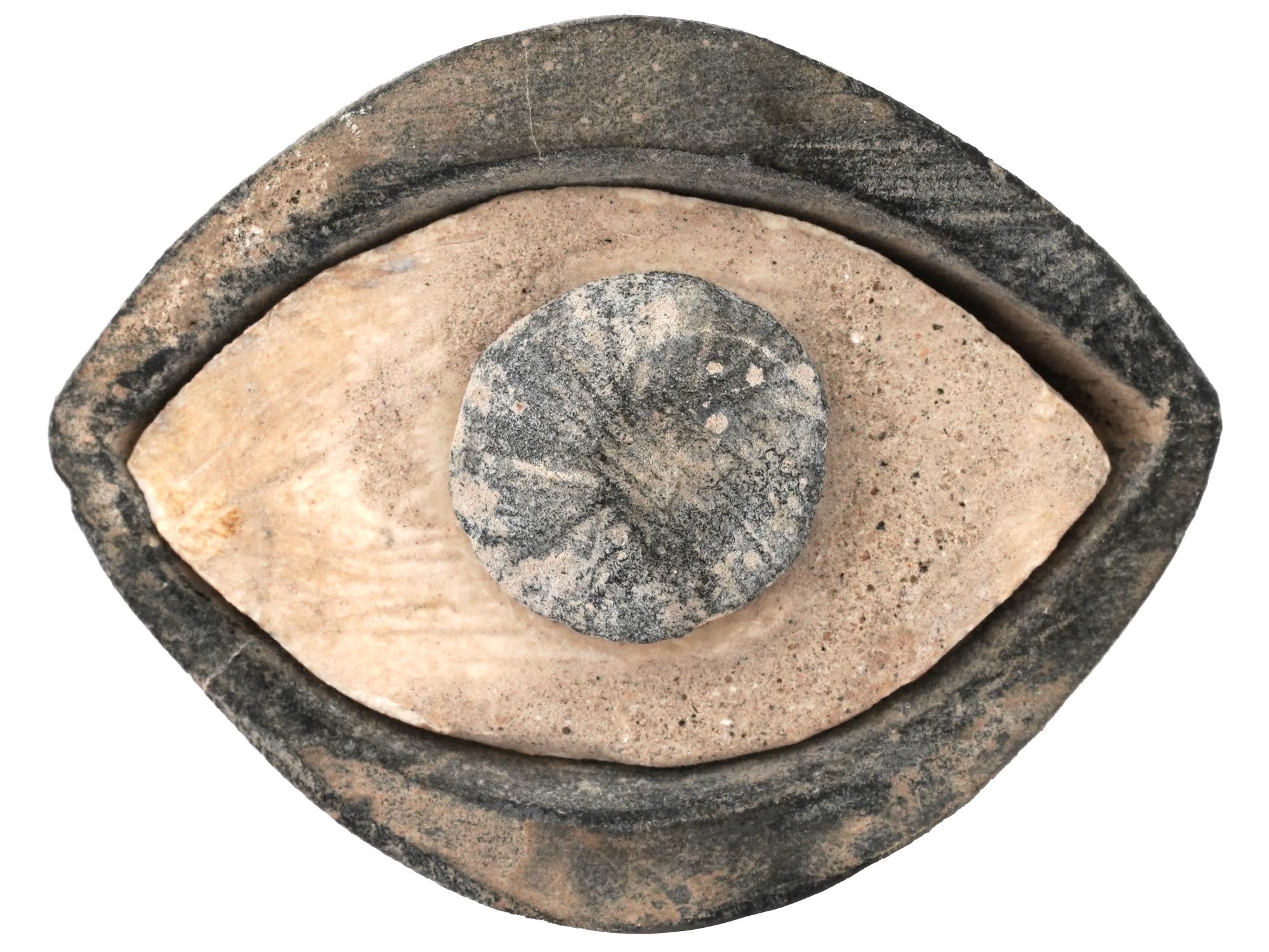 PAIR OF ANCIENT CARVED STEATITE EYES OF SEPARATE PARTS PIC-6