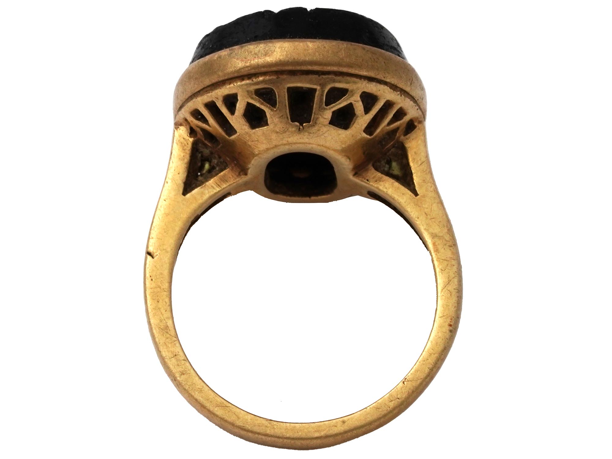 ANTIQUE 14K GOLD RING WITH MOSAIC ON TOP PIC-4