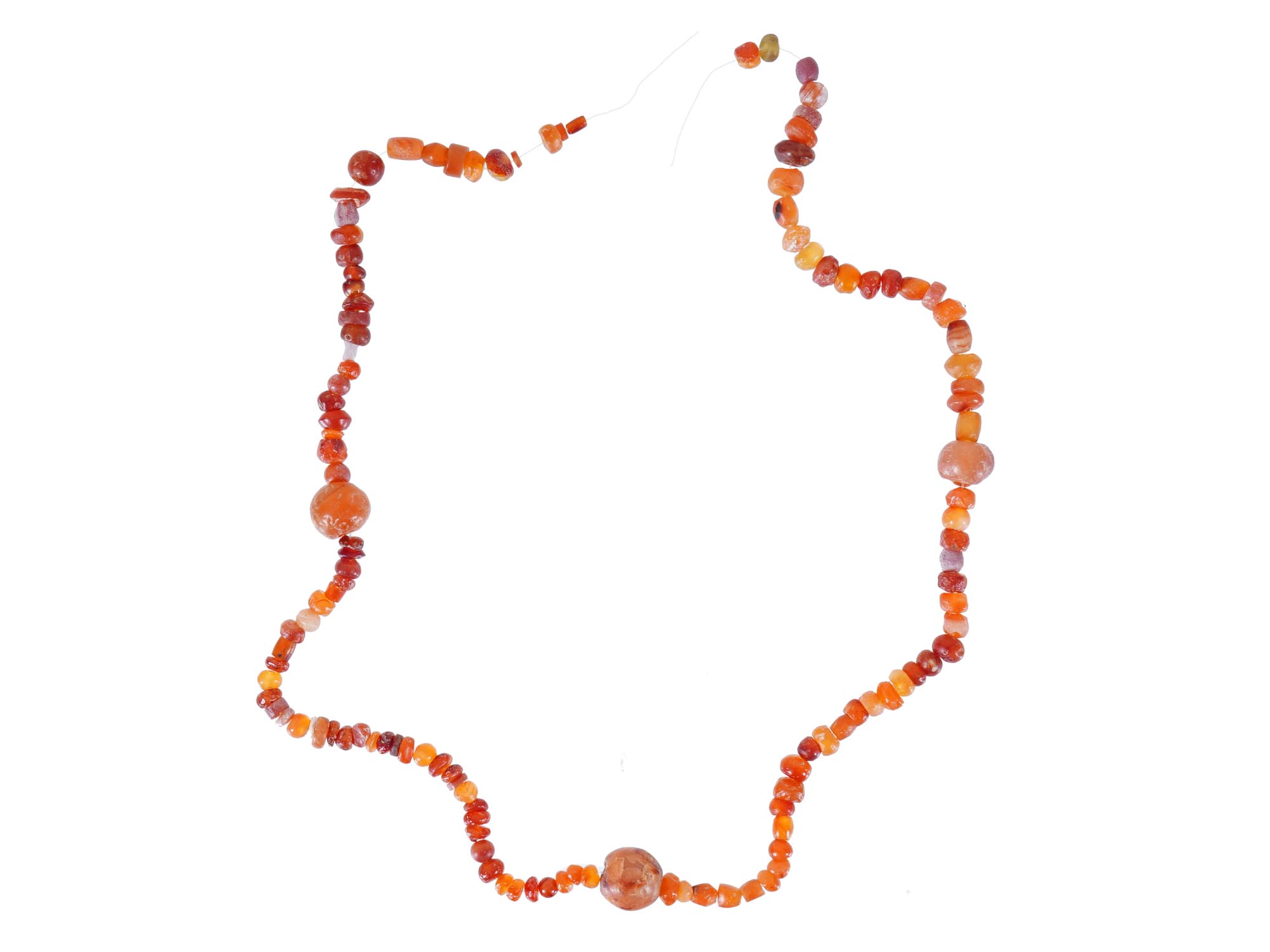 ANCIENT CARNELIAN BEAD NECKLACE WITH BALL SHAPED BEADS PIC-1