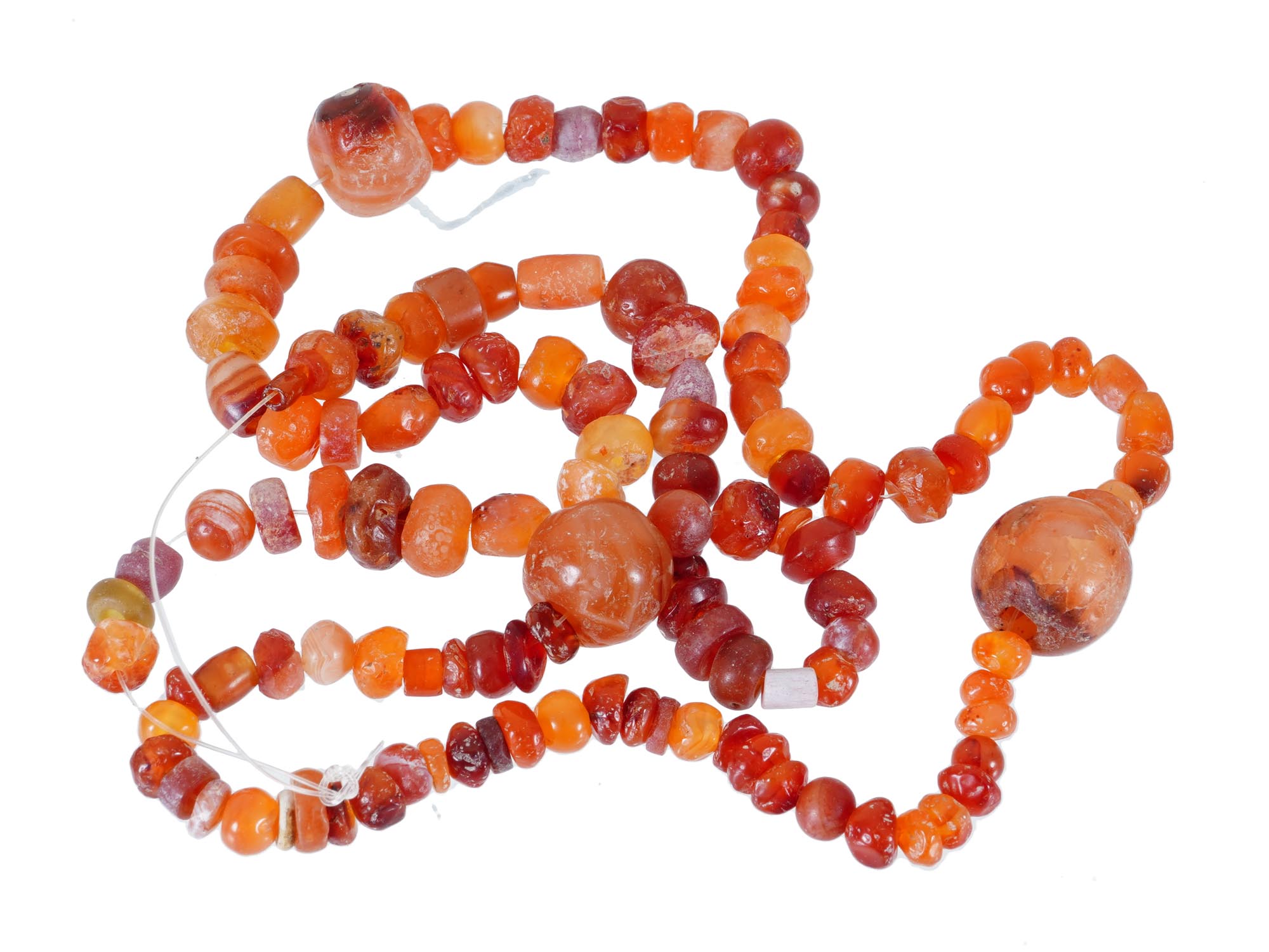 ANCIENT CARNELIAN BEAD NECKLACE WITH BALL SHAPED BEADS PIC-0