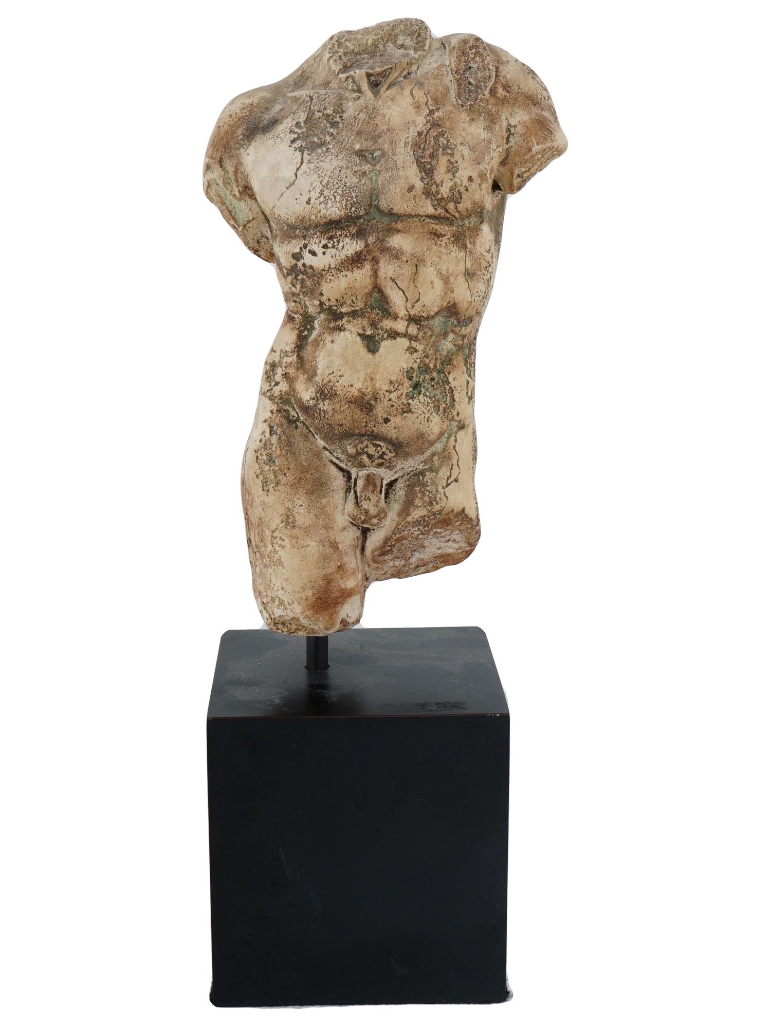 CLAY PLASTER SCULPTURE OF ANCIENT GREEK NUDE MALE TORSO PIC-0