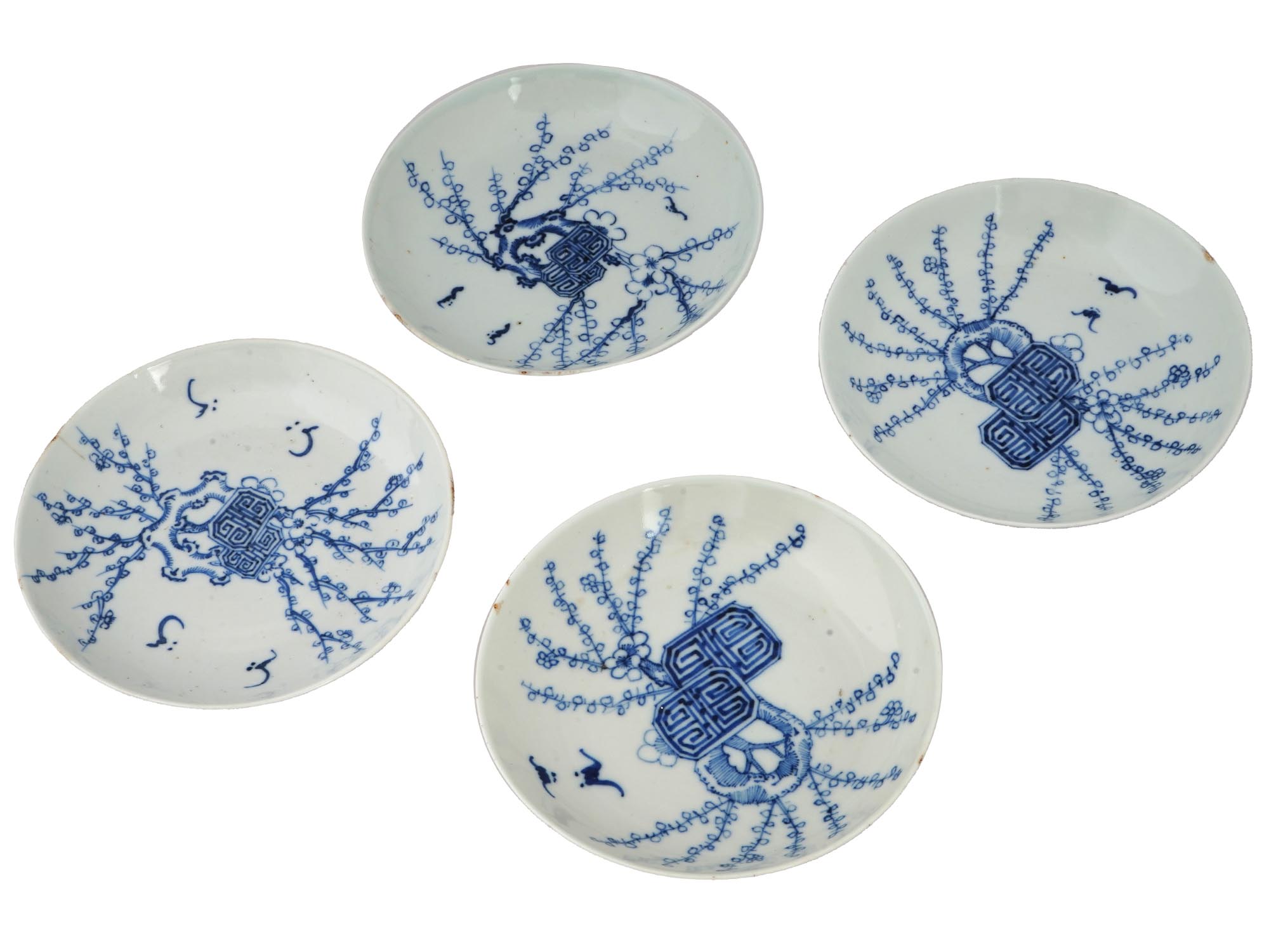 19TH CEN VIETNAMESE BLUE WHITE PORCELAIN PLATES SET PIC-0