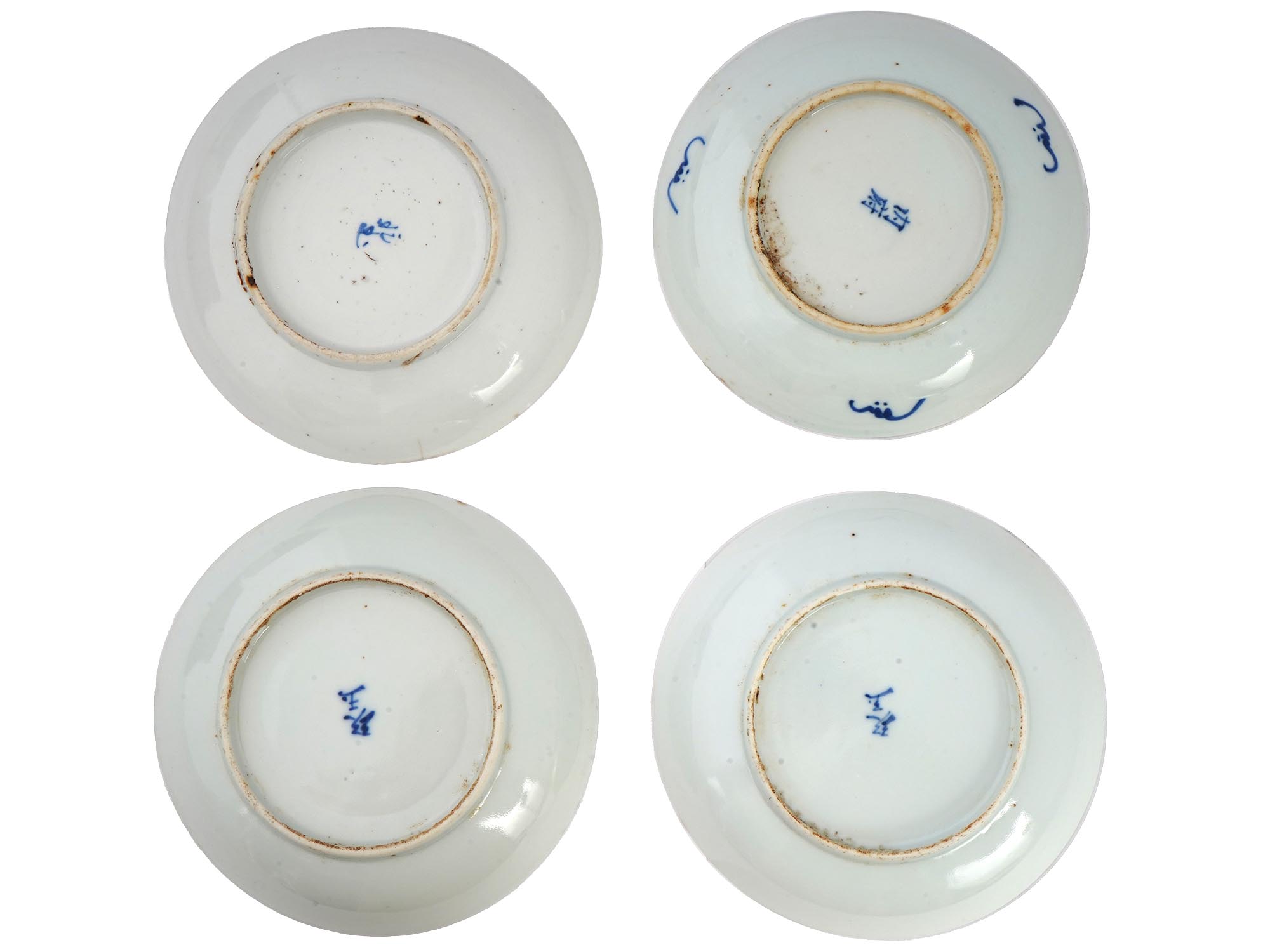 19TH CEN VIETNAMESE BLUE WHITE PORCELAIN PLATES SET PIC-2