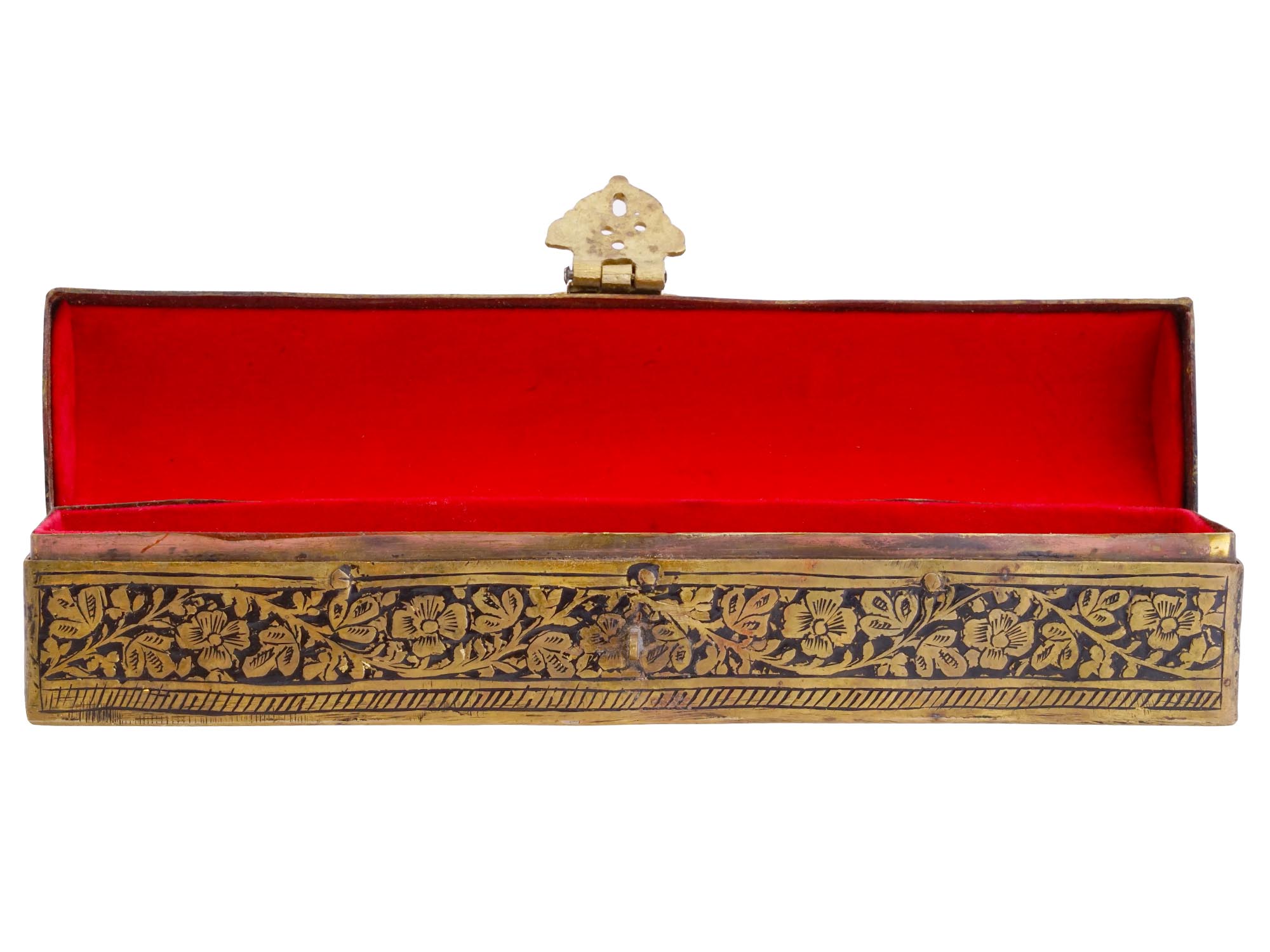 ANTIQUE PERSIAN QAJAR NIELLO BRASS PEN BOX PIC-3