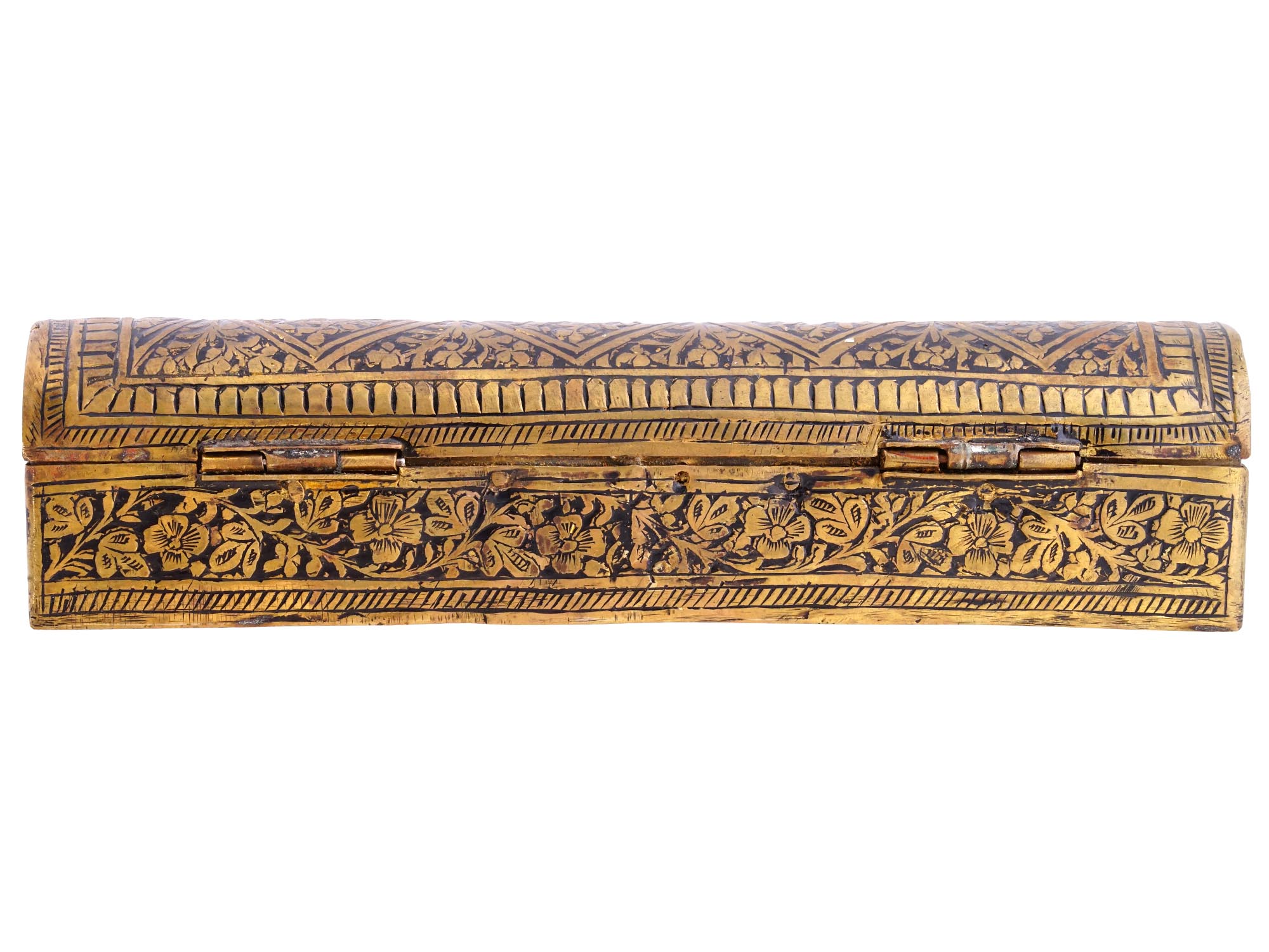 ANTIQUE PERSIAN QAJAR NIELLO BRASS PEN BOX PIC-5