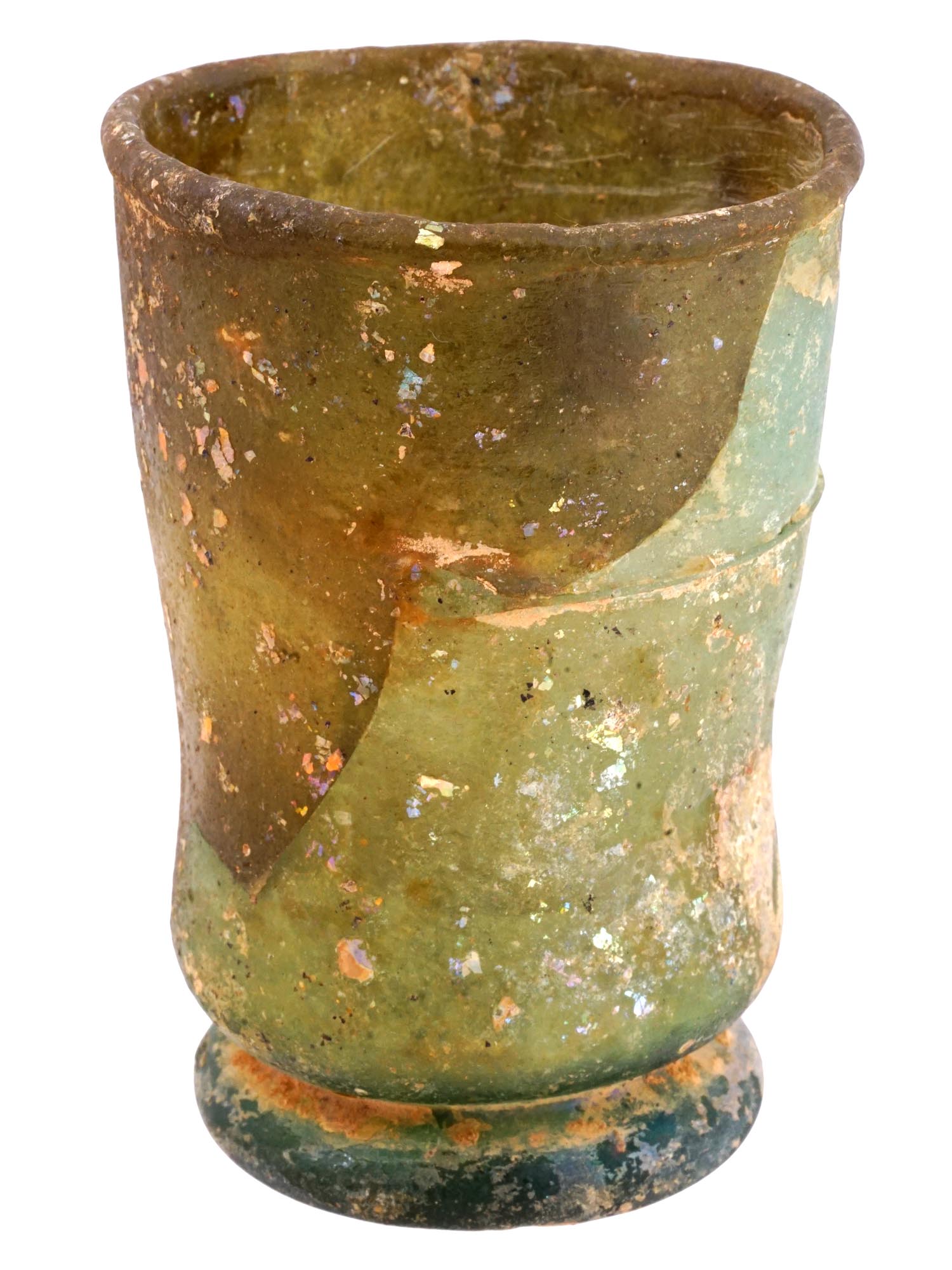 OLD ROMAN STYLE GREEN GLASS BOTTLE PIC-0