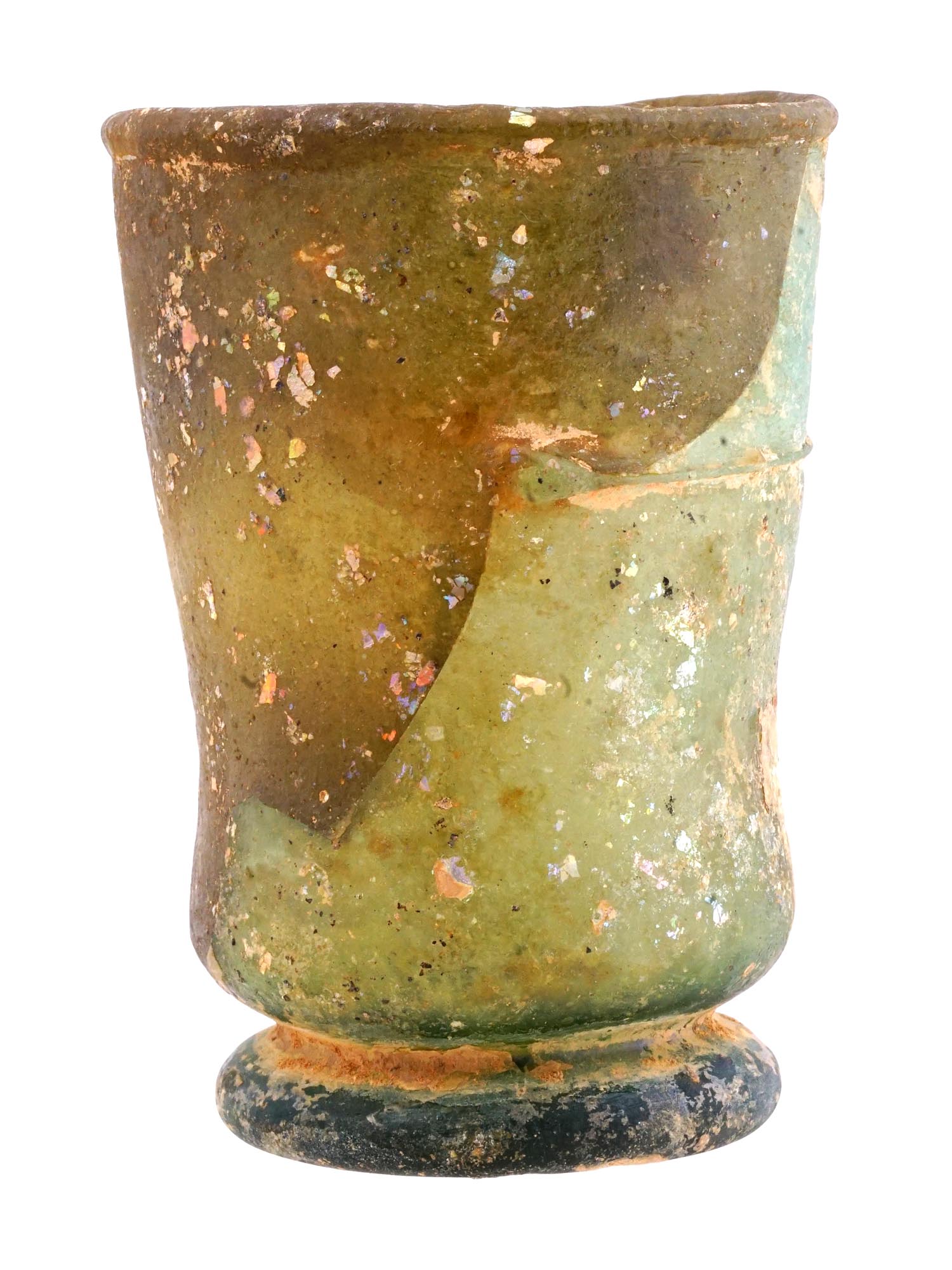 OLD ROMAN STYLE GREEN GLASS BOTTLE PIC-1