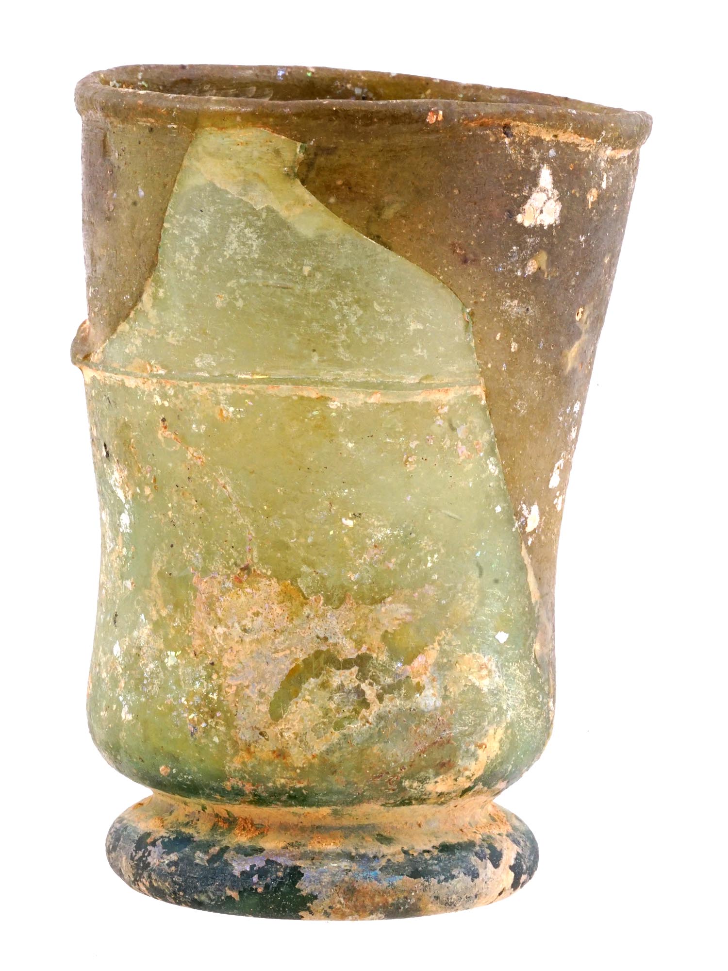 OLD ROMAN STYLE GREEN GLASS BOTTLE PIC-2