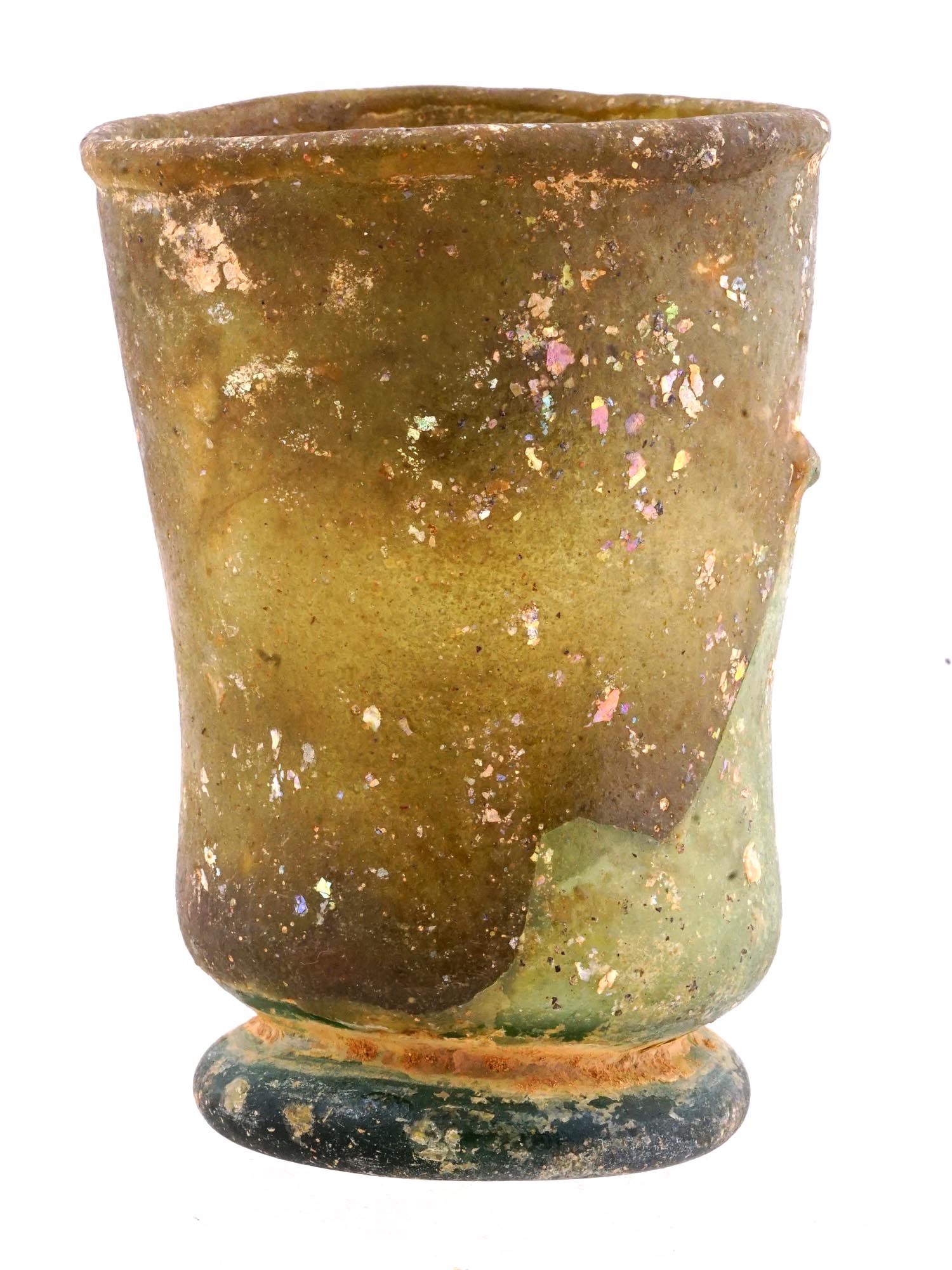 OLD ROMAN STYLE GREEN GLASS BOTTLE PIC-3