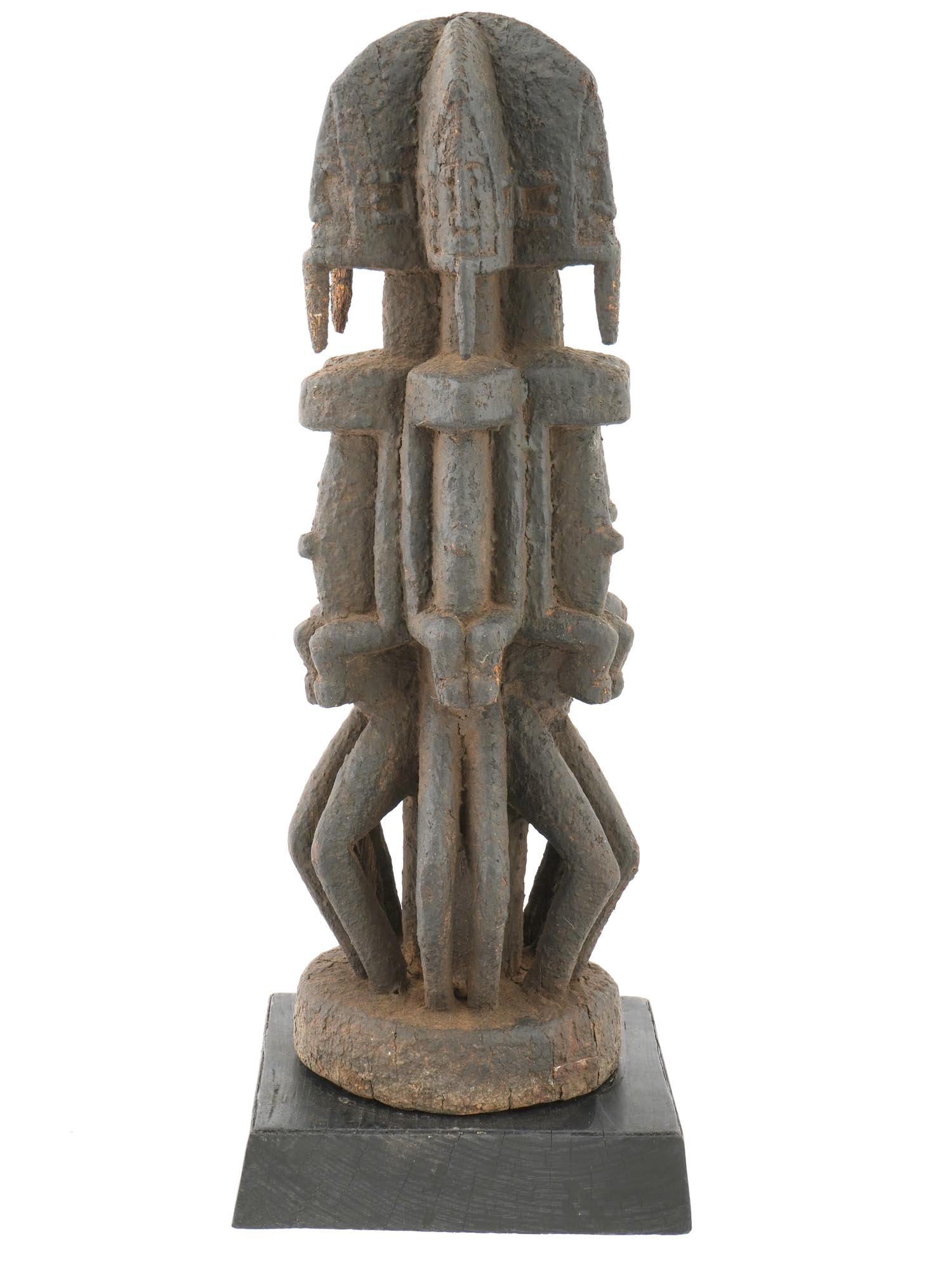 WOODEN OILY DOGON MALI AFRICA FIGURE W MULTIPLES FACES PIC-0