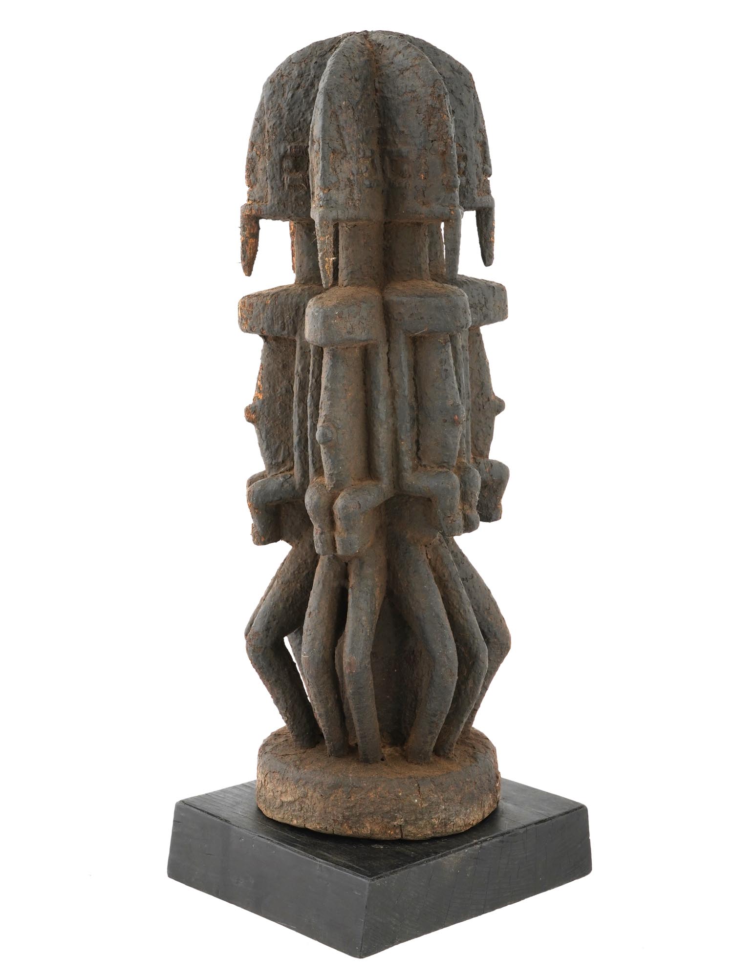 WOODEN OILY DOGON MALI AFRICA FIGURE W MULTIPLES FACES PIC-1