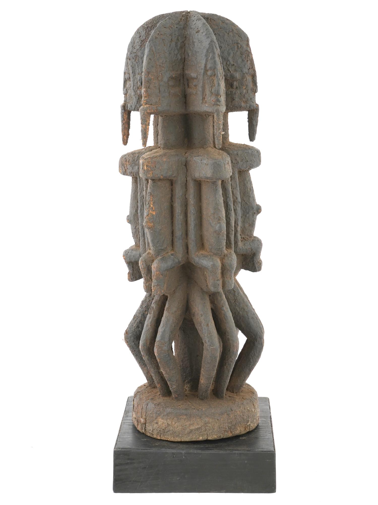 WOODEN OILY DOGON MALI AFRICA FIGURE W MULTIPLES FACES PIC-2