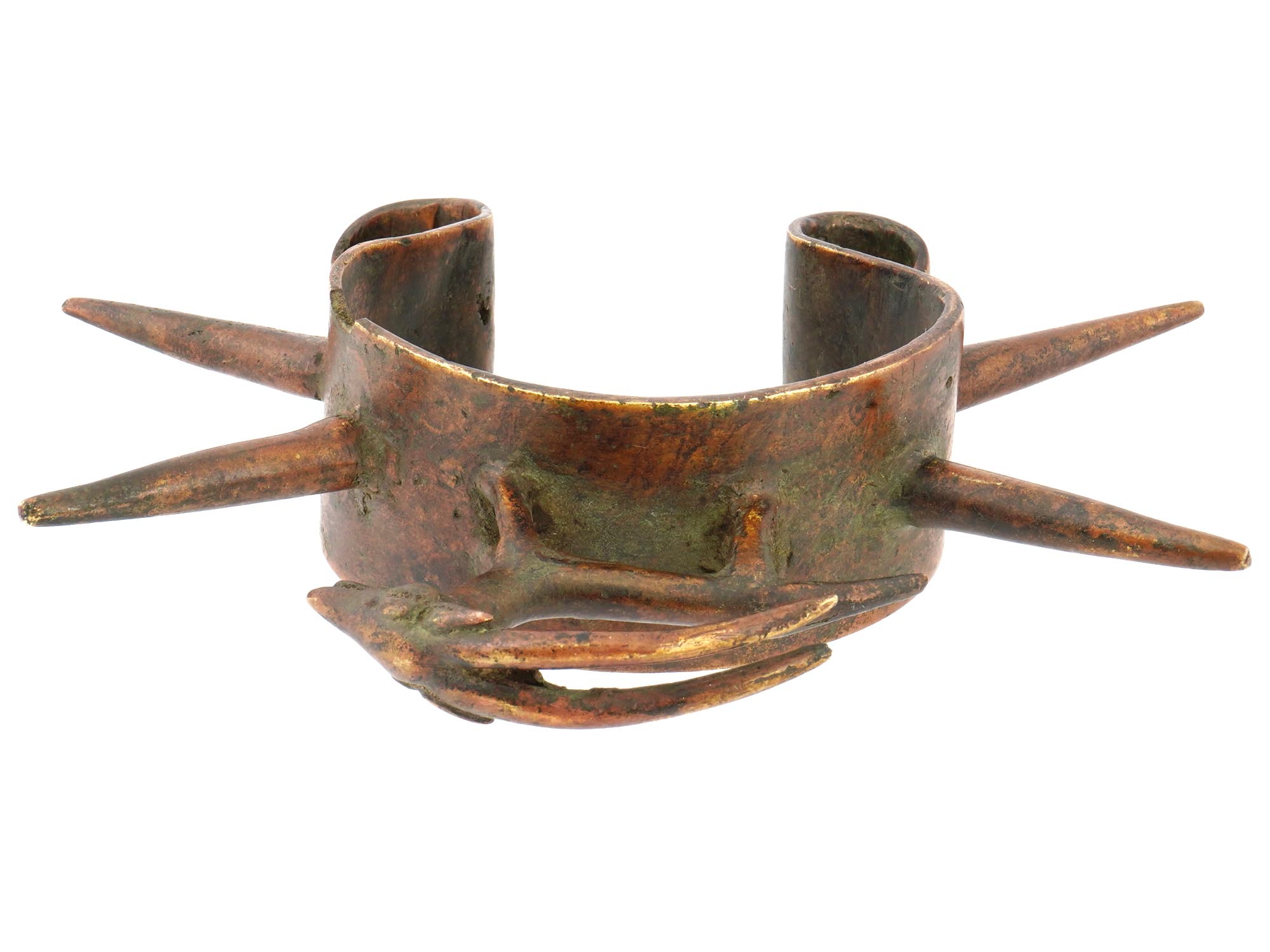 CENTRAL AFRICAN BAMILEKE CAMEROON BRONZE GOAT BRACELET PIC-4