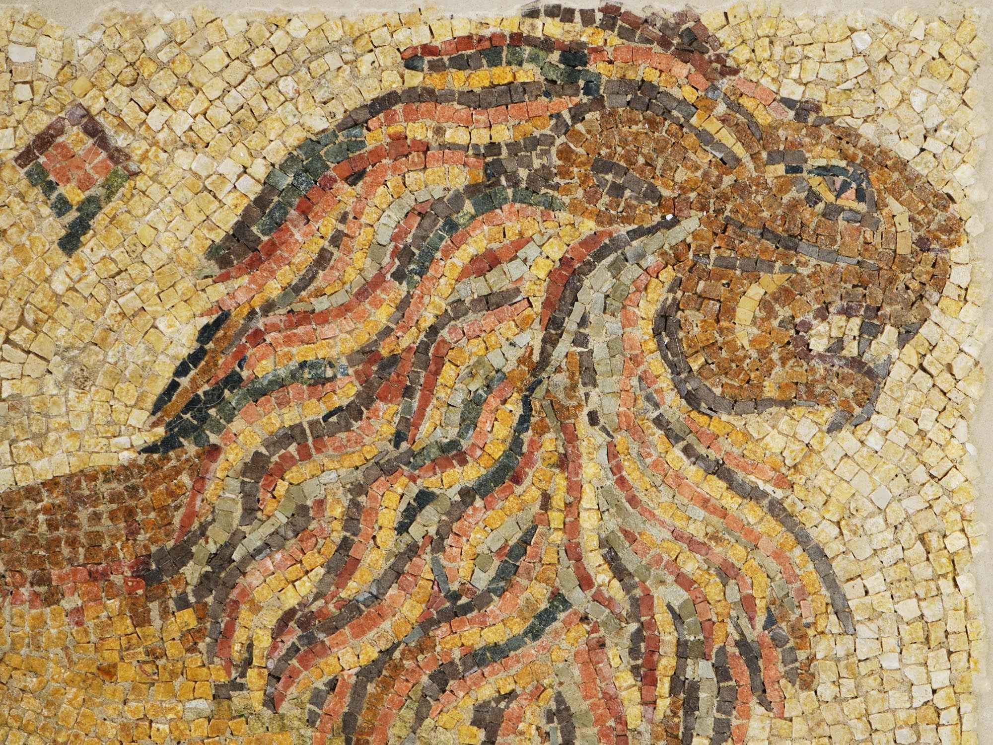 ANCIENT 6TH C AD LATE ROMAN PERIOD MOSAIC LION PIC-1