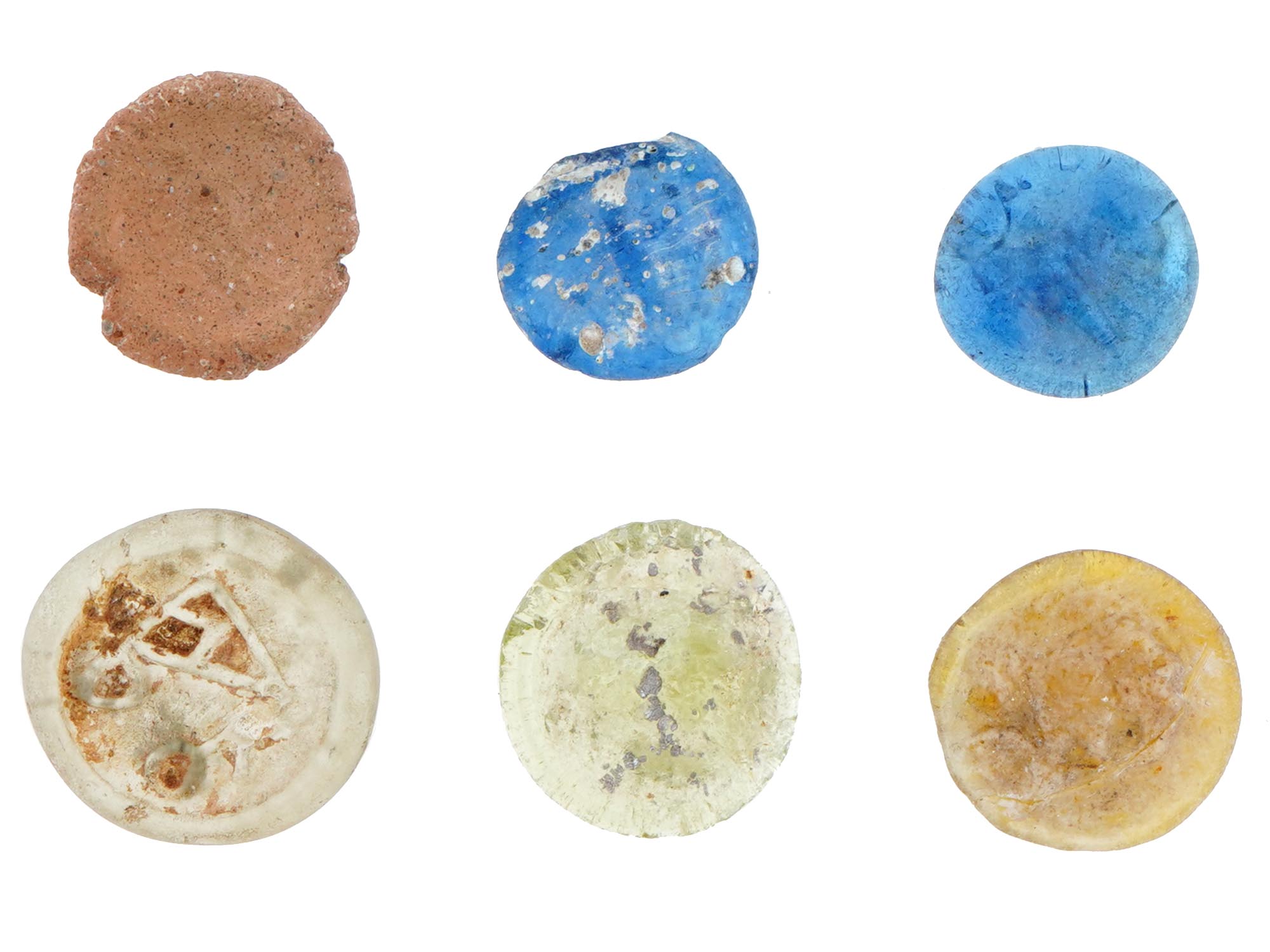 ANCIENT ROMAN GLASS AND TERRACOTTA TOKENS PIC-0