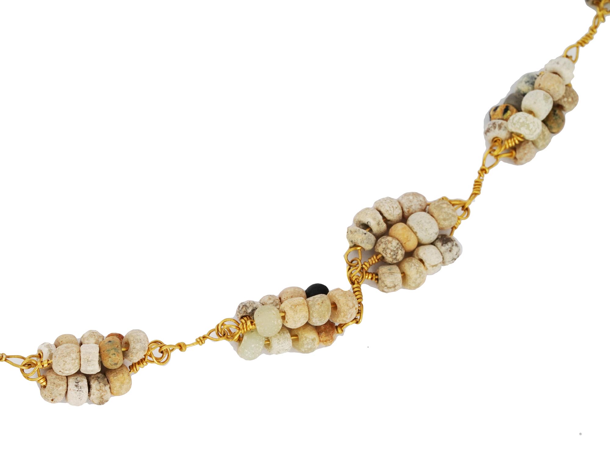 ANCIENT ROMAN GOLD AND GLASS BEADED NECKLACE PIC-2