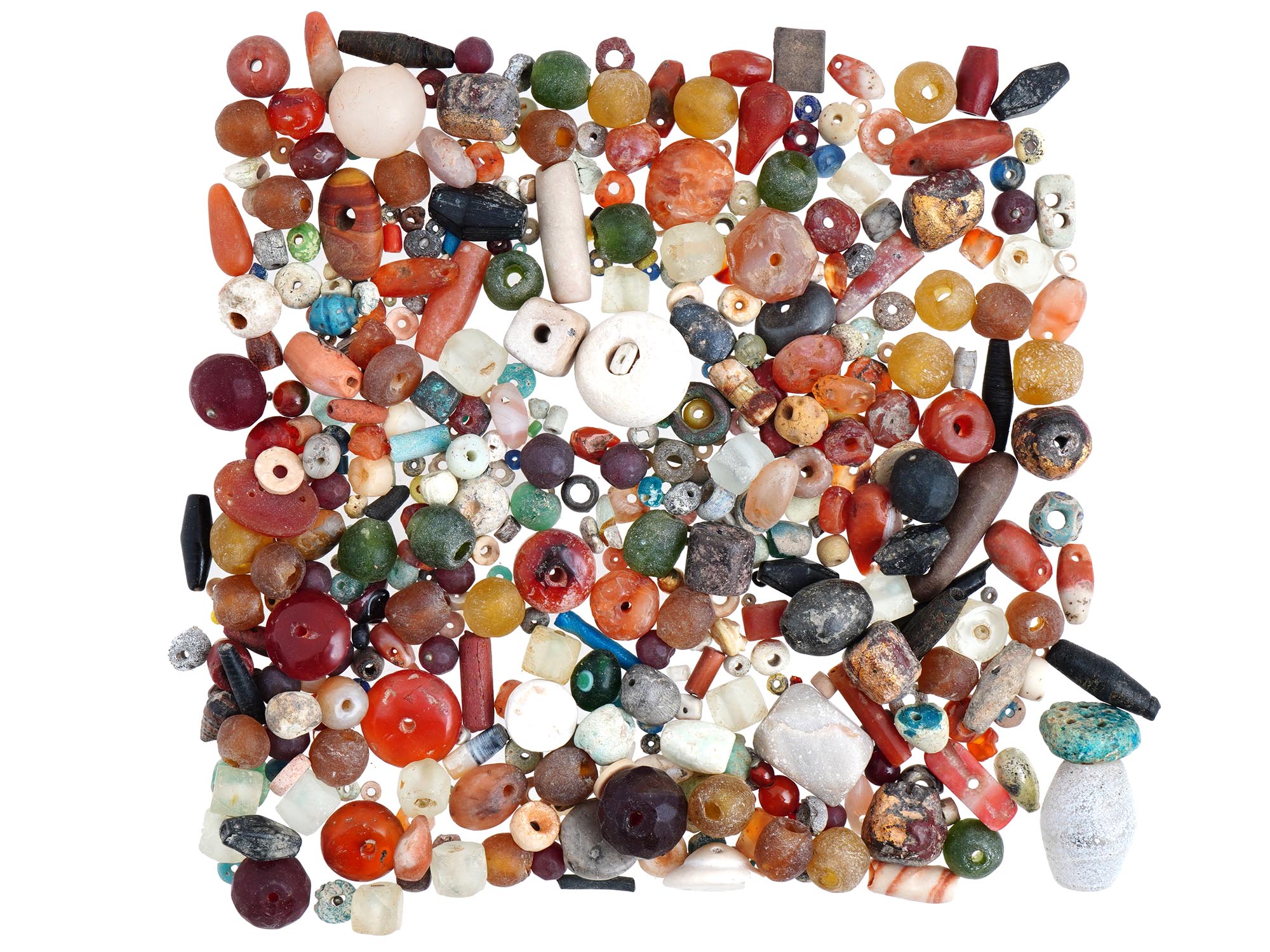 COLLECTION OF ANCIENT GLASS AND STONE BEADS PIC-2