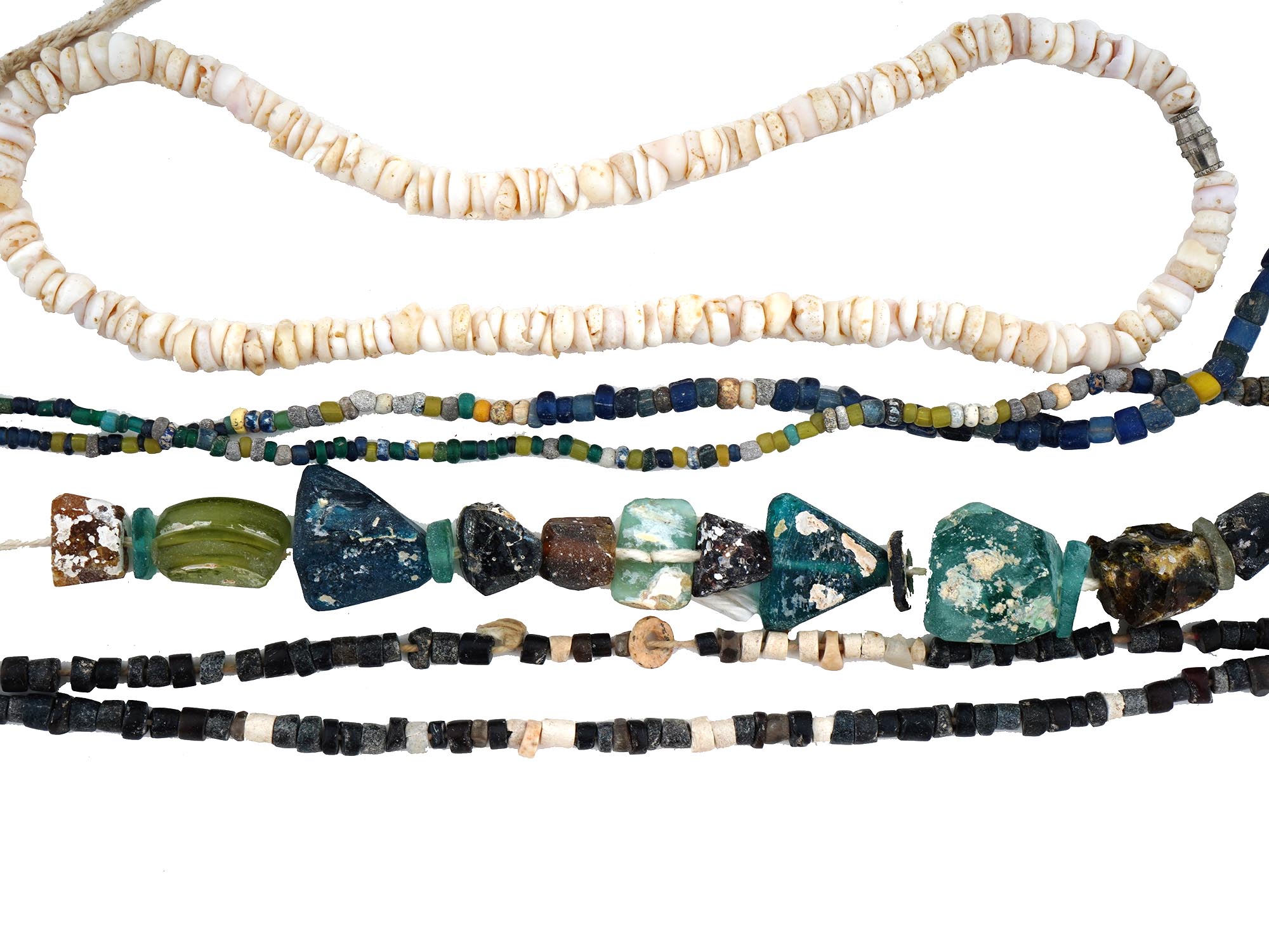 ANCIENT ROMAN SHELLS AND GLASS BEADS NECKLACES PIC-2