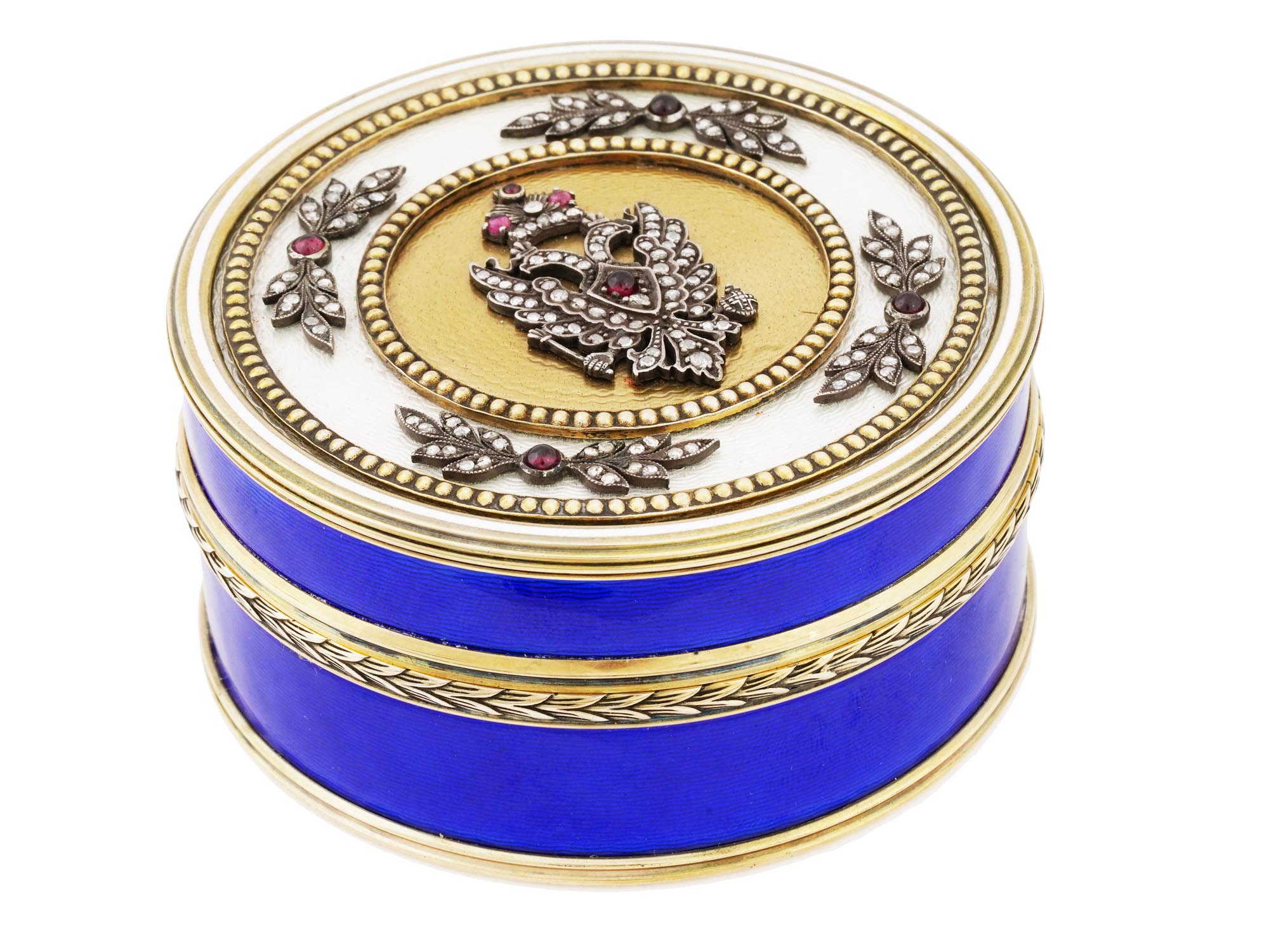 RUSSIAN IMPERIAL 88 GILT SILVER RUBY DIAMONDS BOX PIC-0