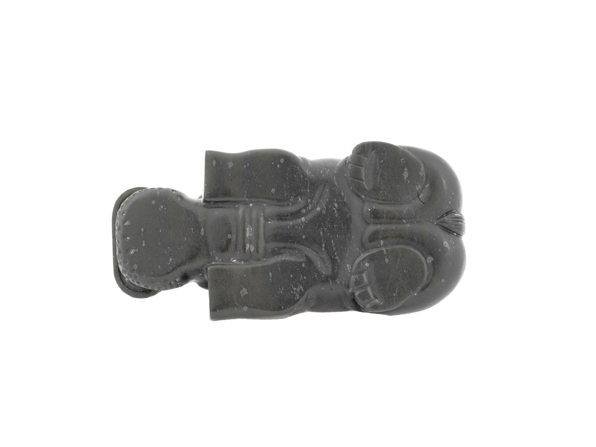 RUSSIAN CARVED BLACK JADE RUBY FIGURE OF A HIPPO PIC-6