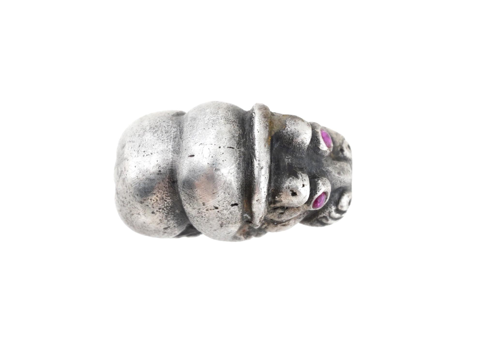 RUSSIAN SILVER FIGURE OF A HIPPO WITH RUBY EYES PIC-4