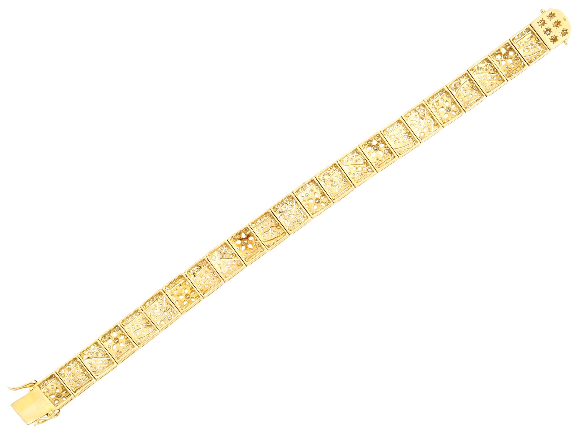 VINTAGE 18K GOLD WITH WHITE DIAMONDS BRACELET PIC-3