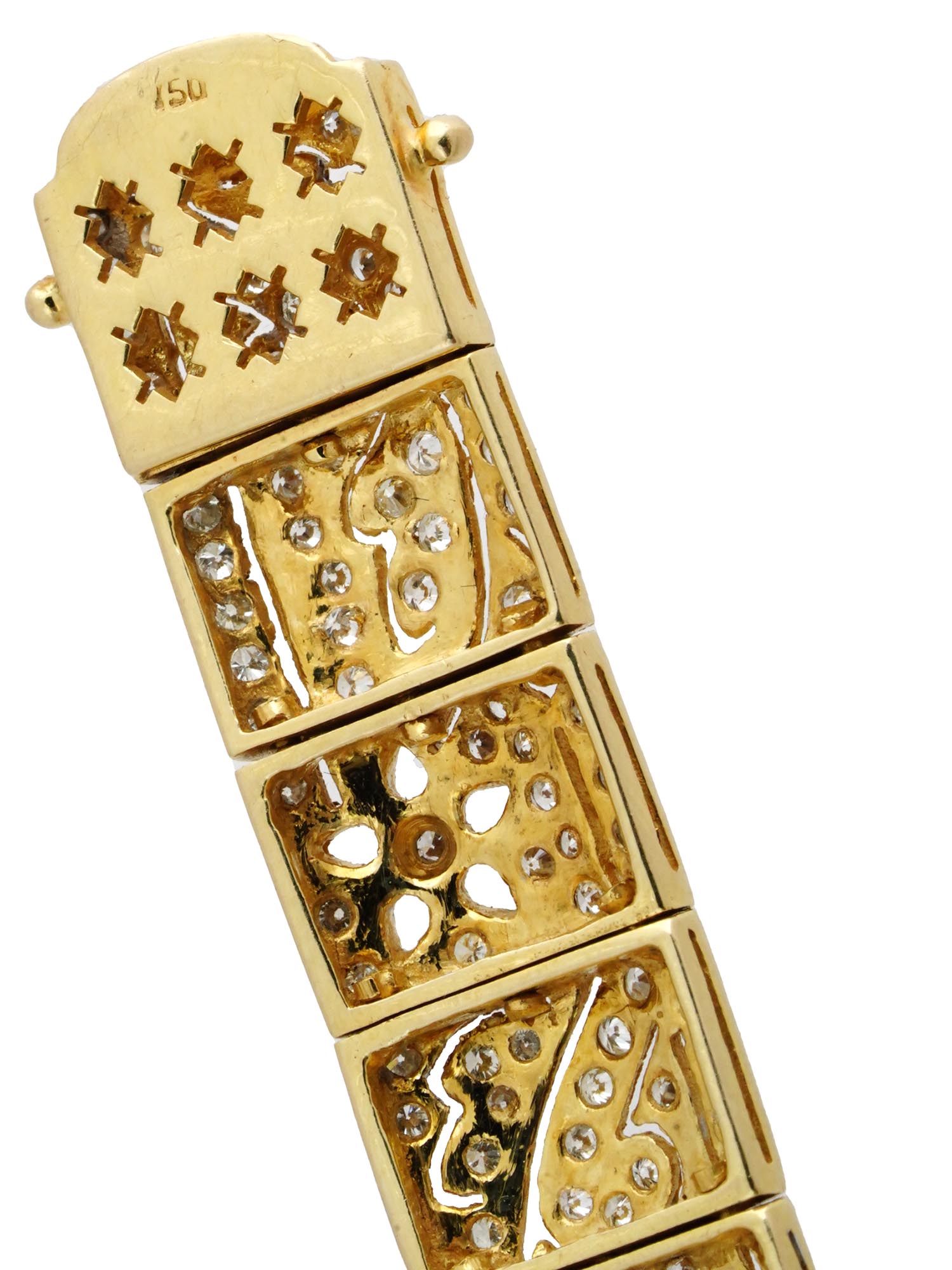 VINTAGE 18K GOLD WITH WHITE DIAMONDS BRACELET PIC-4