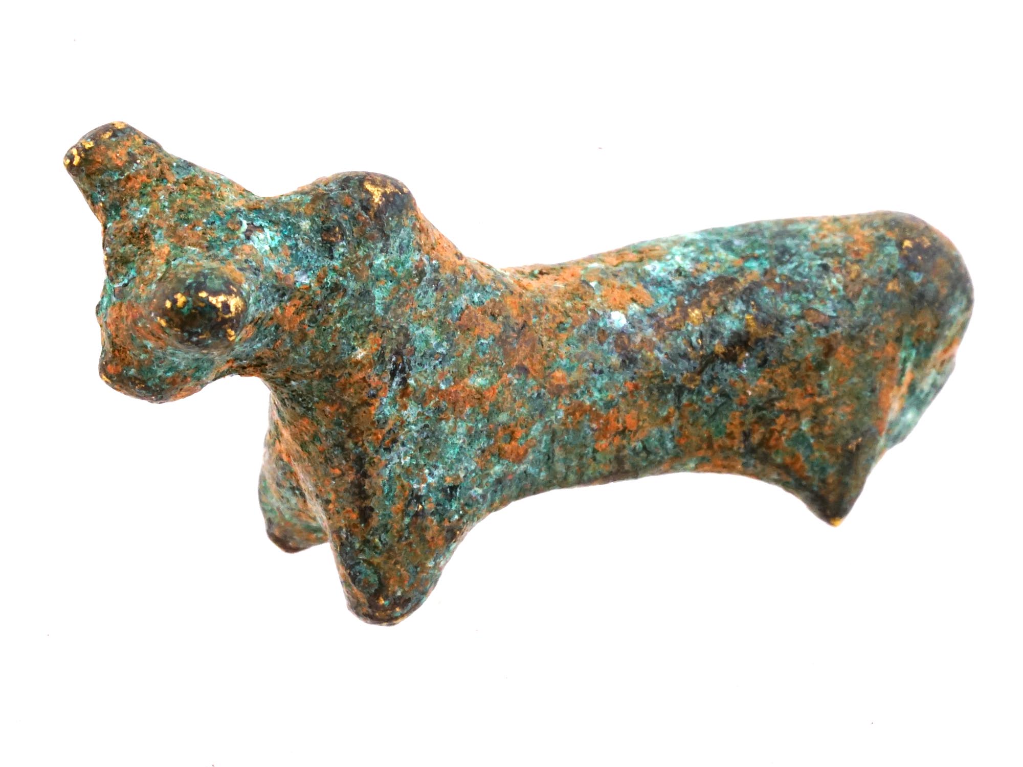 ANCIENT ARCHEOLOGICAL LURISTAN BRONZE BULL FIGURINE PIC-0