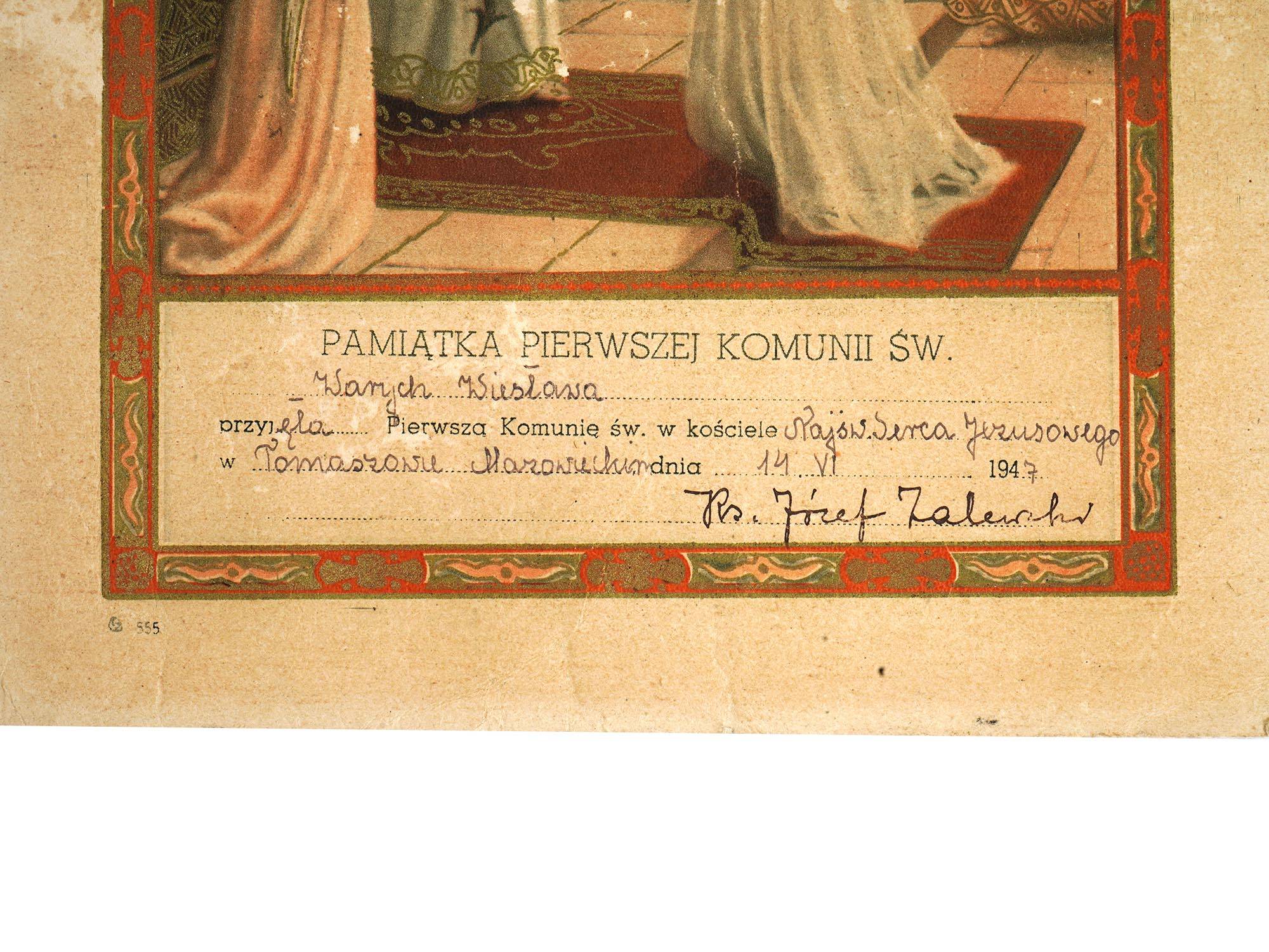 1947 POLISH SOUVENIR OF THE FIRST HOLY COMMUNION PIC-2