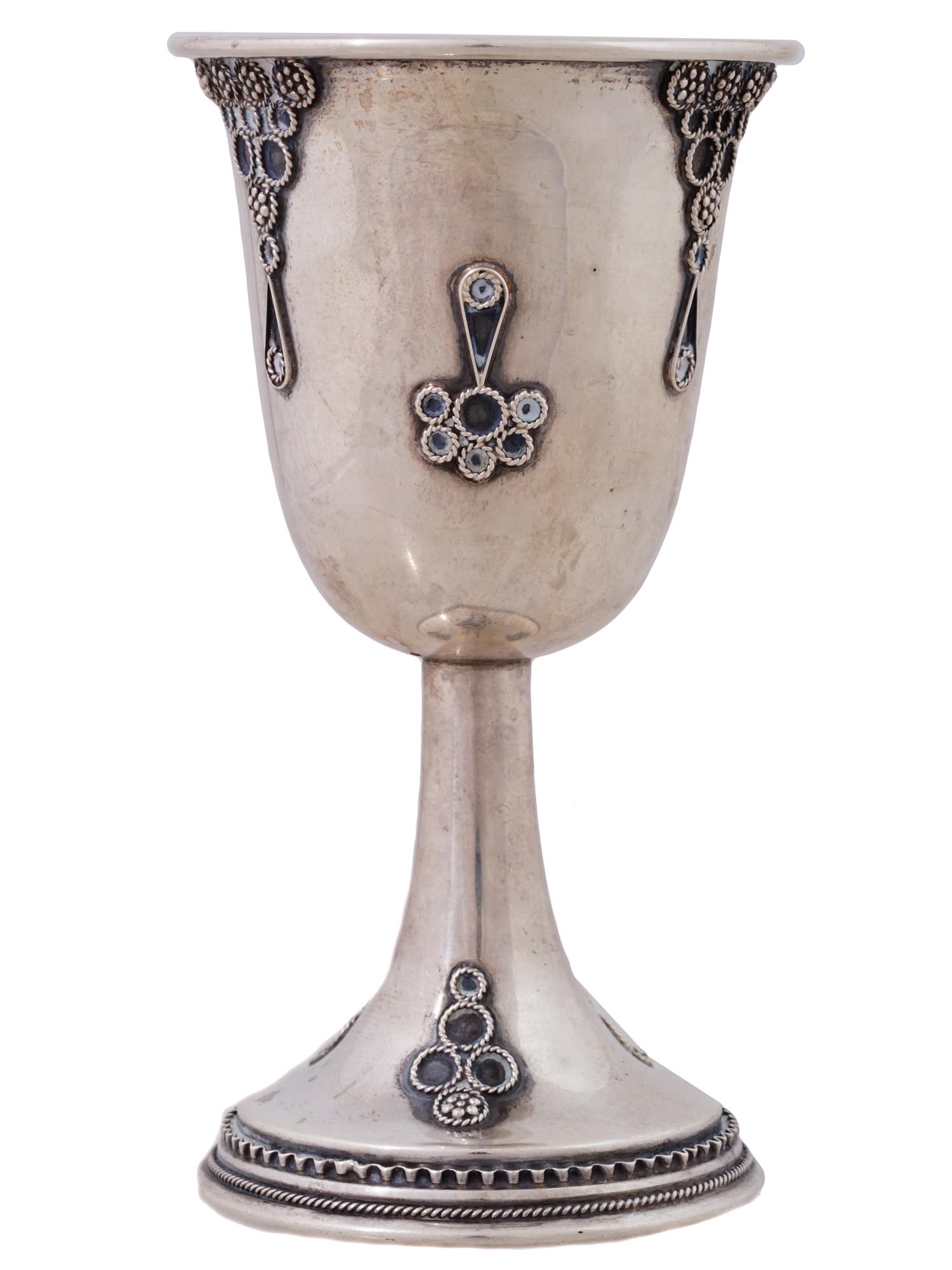 VINTAGE JUDAICA STERLING SILVER FILIGREE KIDDUSH CUP PIC-1