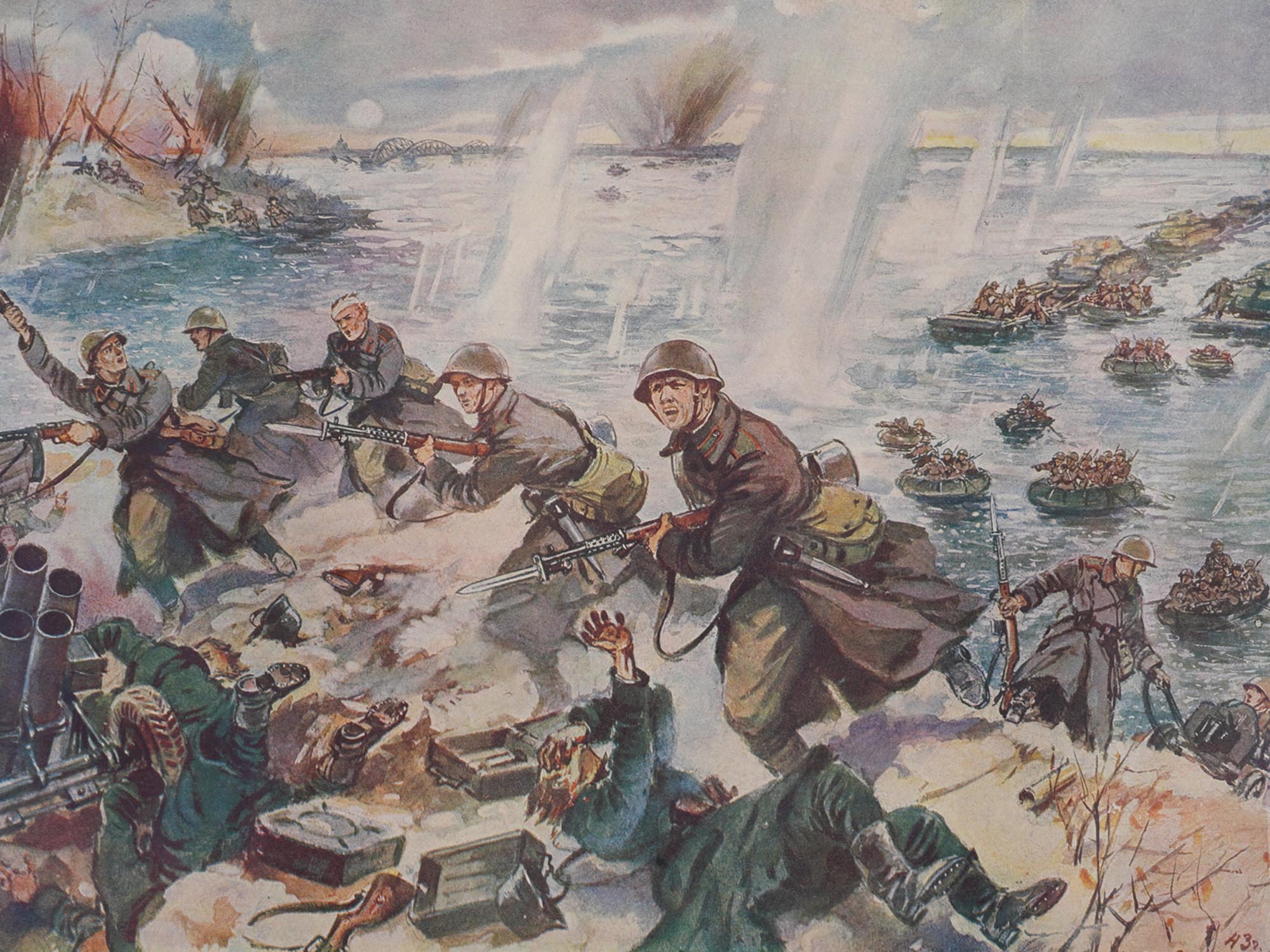 WWII ERA SOVIET HEROES OF DNIEPER POSTER BY ALAJALOVS PIC-1