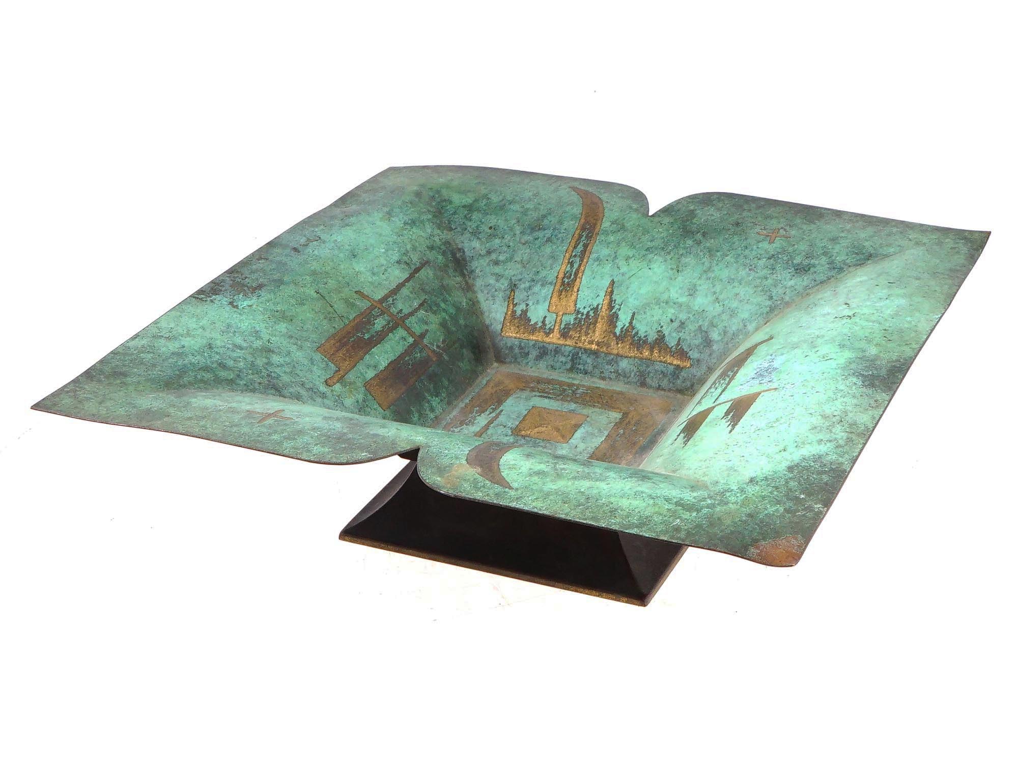 GERMAN WMF IKORA GILT METAL VERDIGRIS PLATE PIC-0