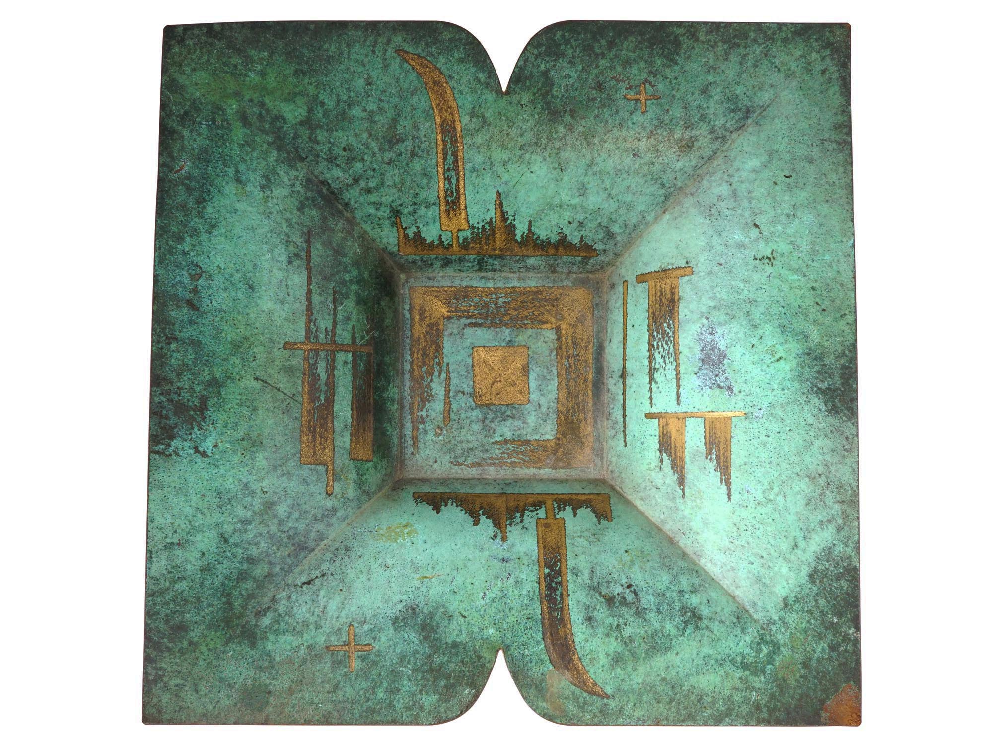 GERMAN WMF IKORA GILT METAL VERDIGRIS PLATE PIC-1