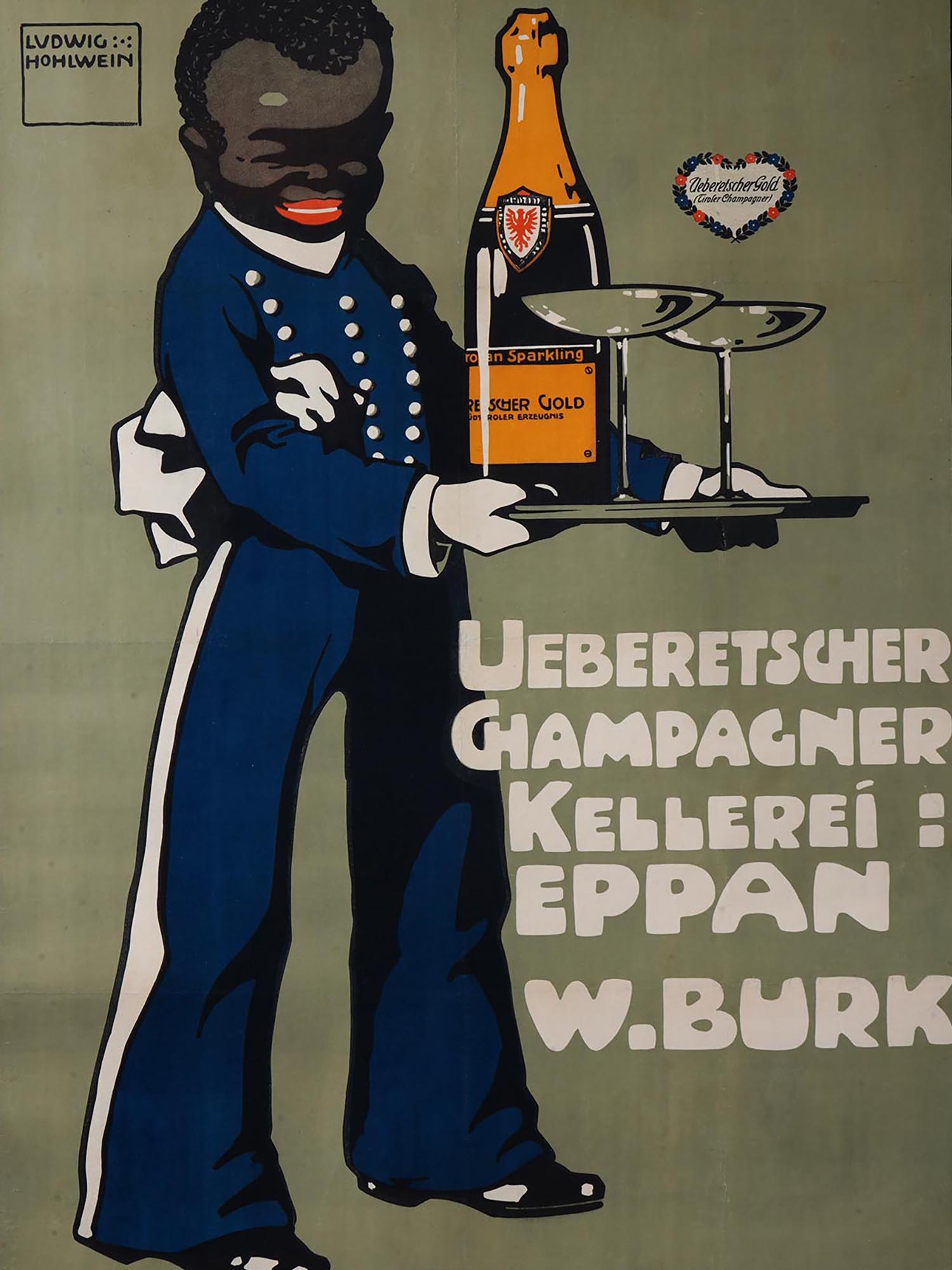 ANTIQUE GERMAN CHAMPAGNE ADVERTISEMENT POSTER HOHLWEIN PIC-1