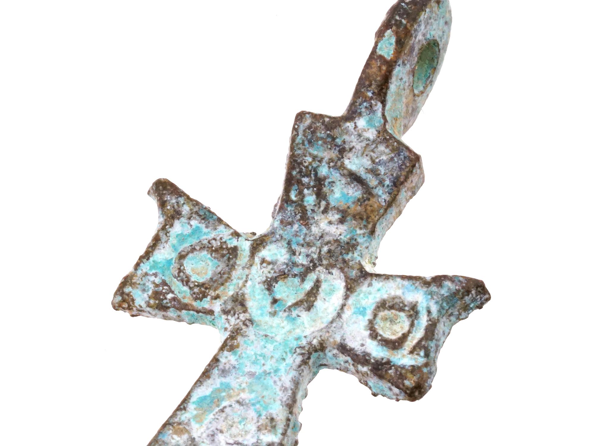 ANCIENT BYZANTINE BRONZE CROSS PENDANTS PIC-4