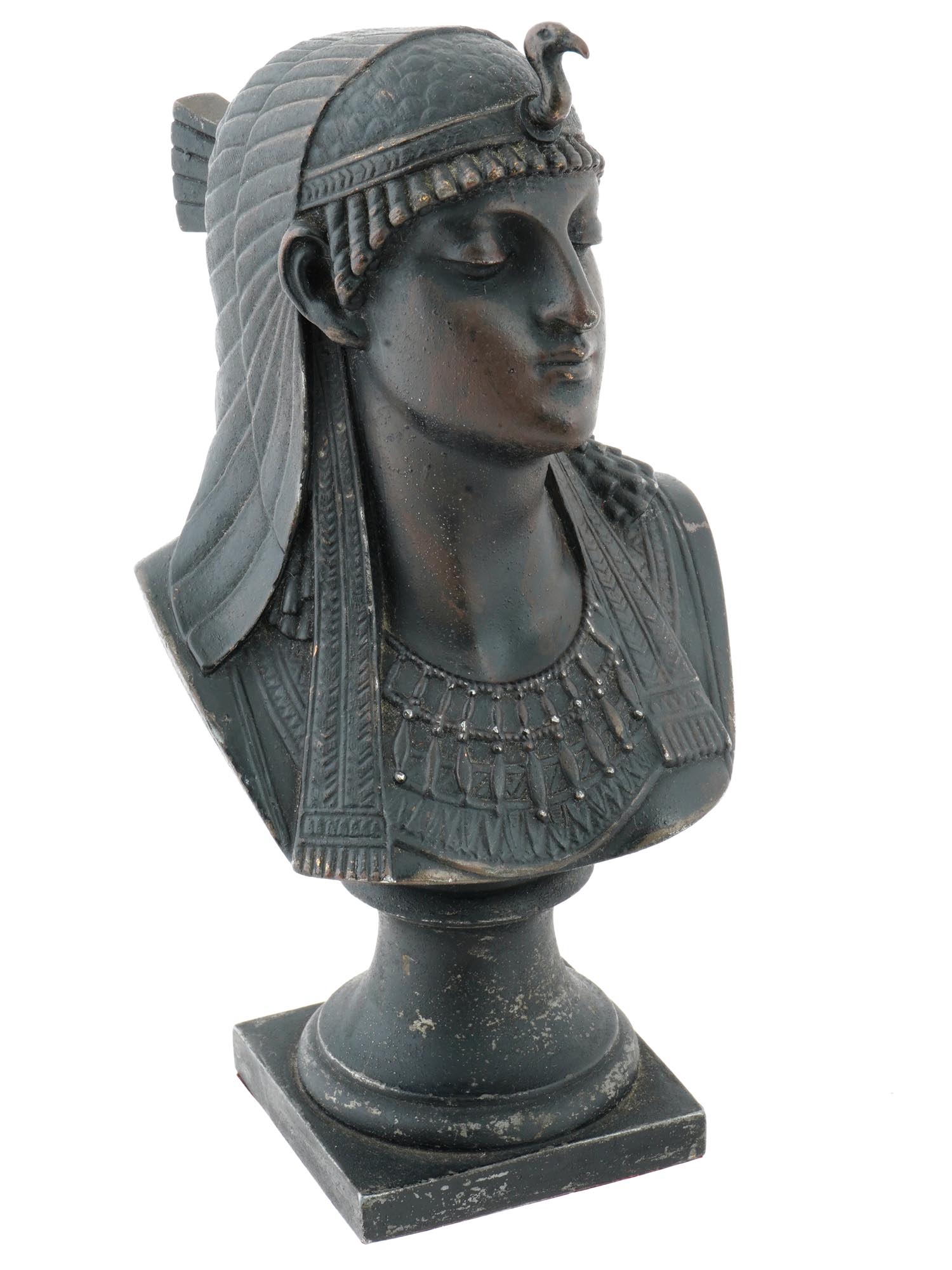 ART DECO EGYPTIAN REVIVAL CAST IRON FEMALE BUST PIC-1