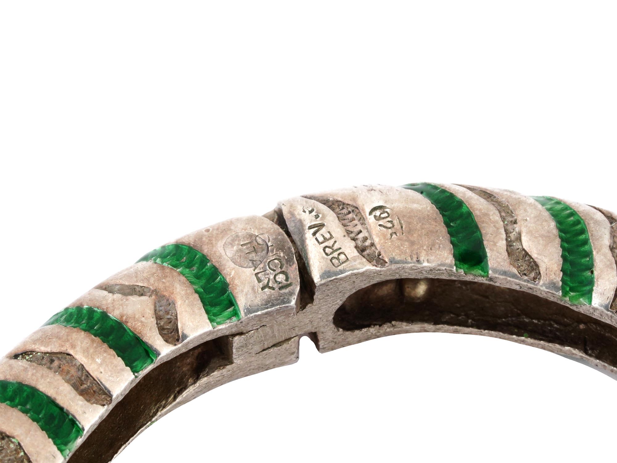 ITALIAN GUCCI SILVER ENAMEL TIGER BANGLE BRACELET PIC-7