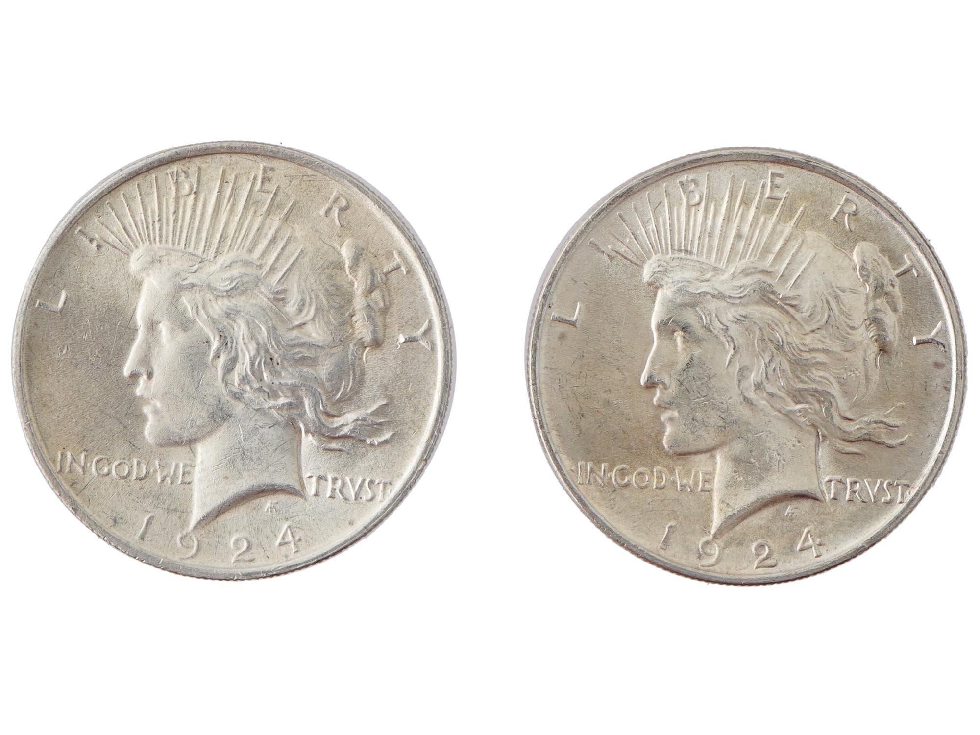 1924 US MINT UNCIRCULATED PEACE DOLLAR SILVER COINS PIC-0