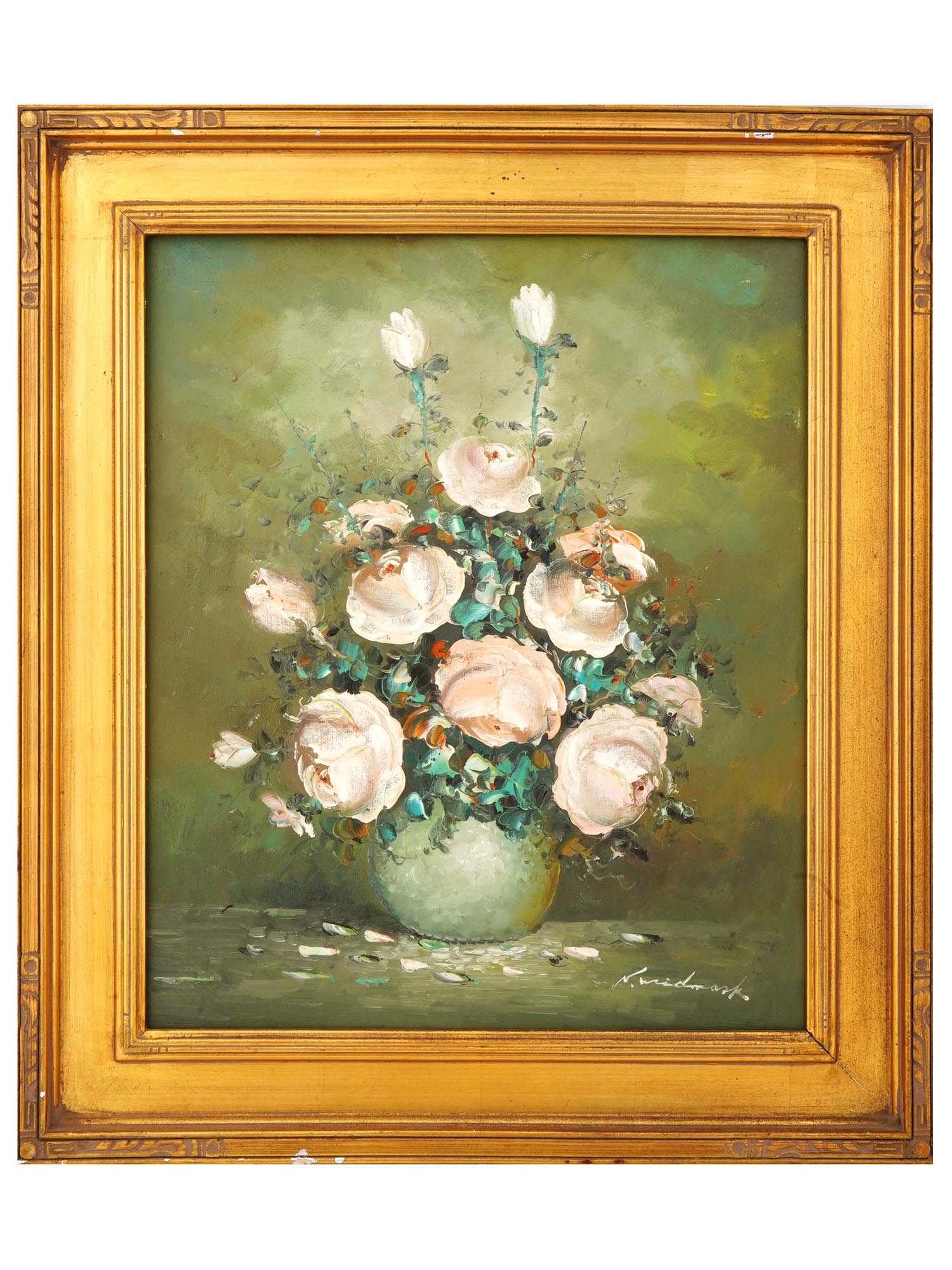 VINTAGE FLORAL STILL LIFE OIL PAINTING SIGNED PIC-0