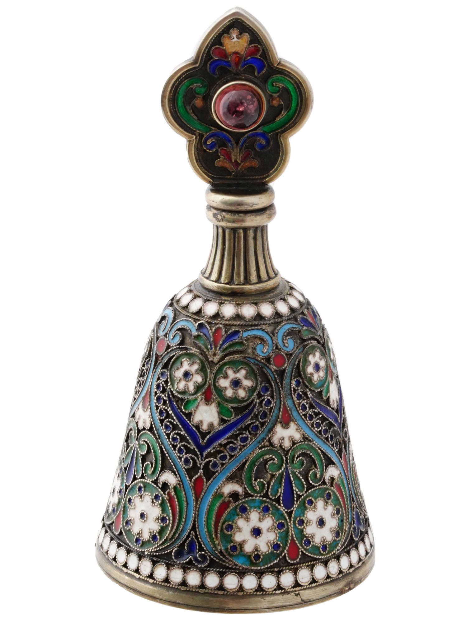 RUSSIAN 84 SILVER CLOISONNE ENAMEL PERFUME BOTTLE PIC-0