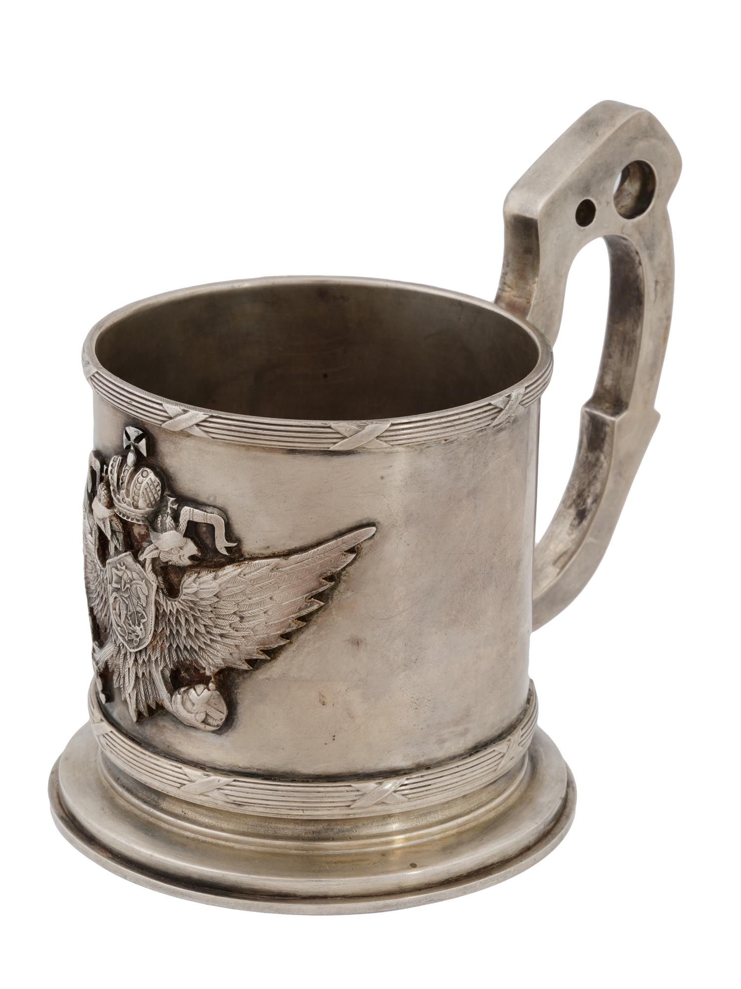 RUSSIAN 84 SILVER MILITARY CUP HOLDER WITH EAGLE PIC-0