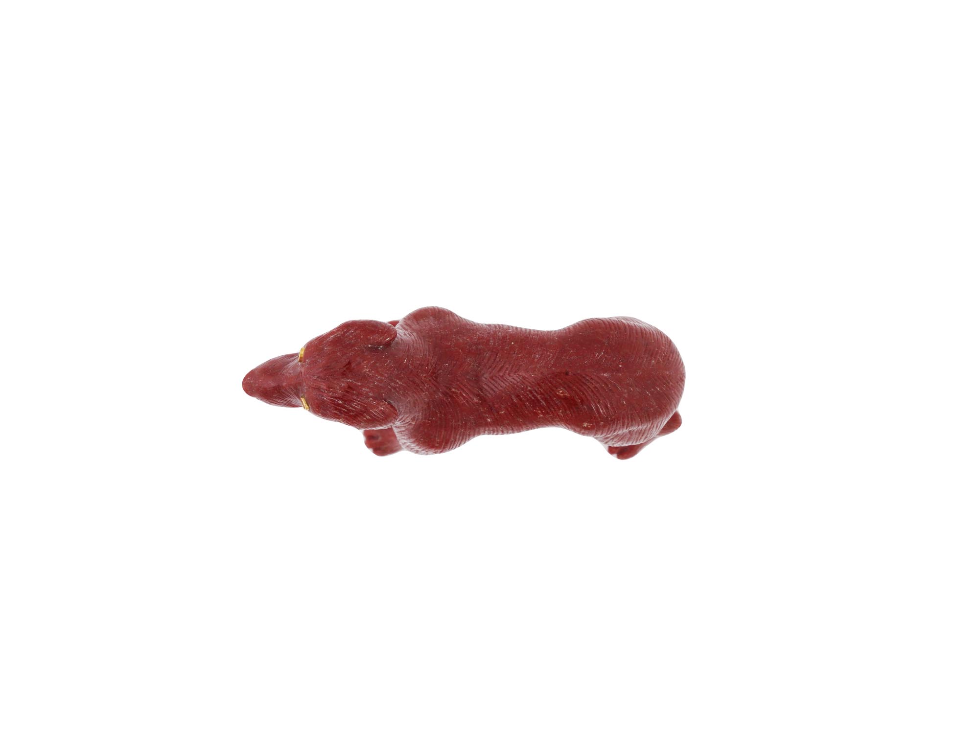 RUSSIAN CARVED RED JASPER GREYHOUND FIGURE W RUBY EYES PIC-5