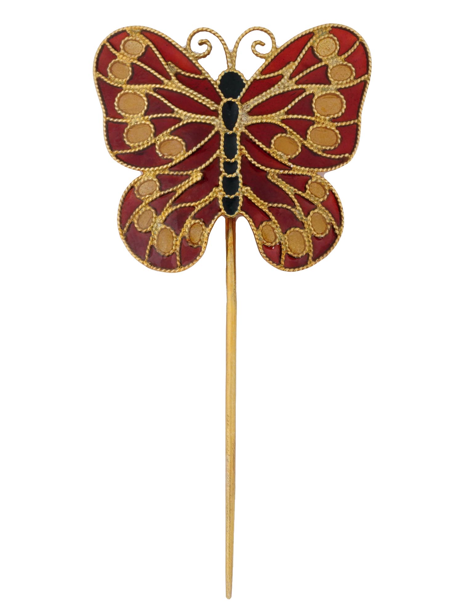 RUSSIAN SILVER PLIQUE A JOUR ENAMEL BUTTERFLY PIN PIC-0