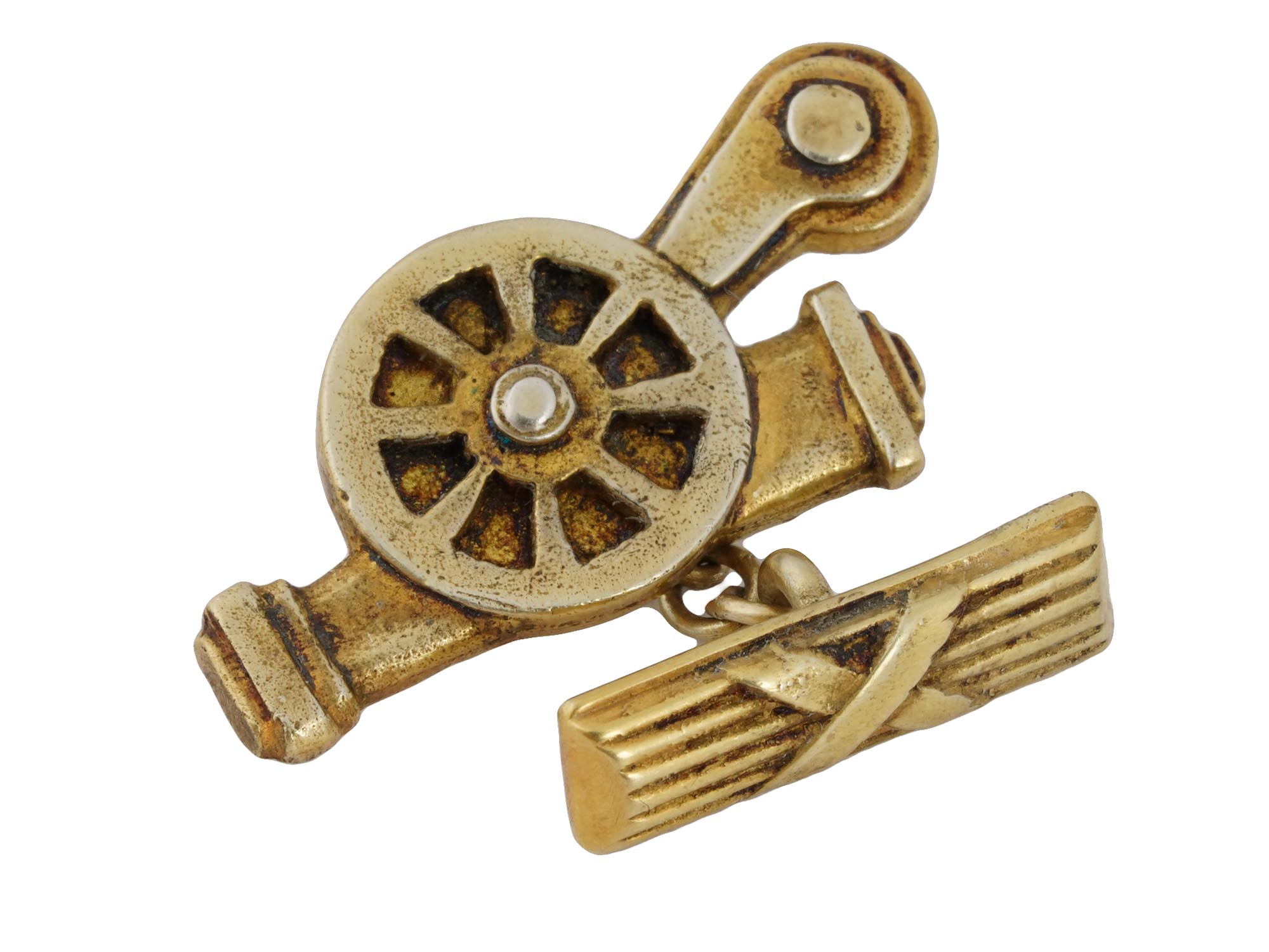 RUSSIAN 88 GILT SILVER FIGURAL CANNON CUFFLINKS PIC-5