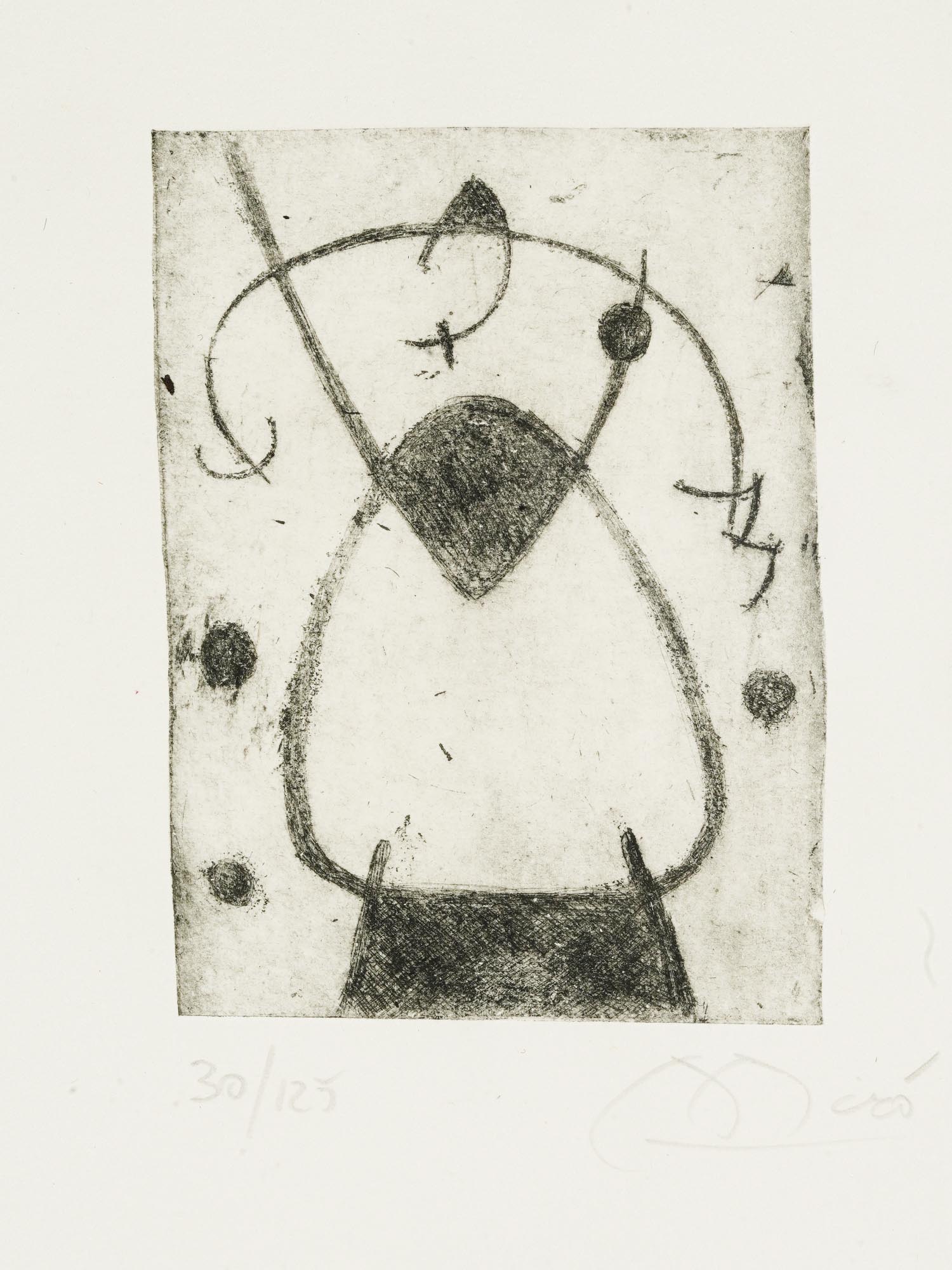 SPANISH ABSTRACT LITHOGRAPH ON PAPER BY JOAN MIRO PIC-1