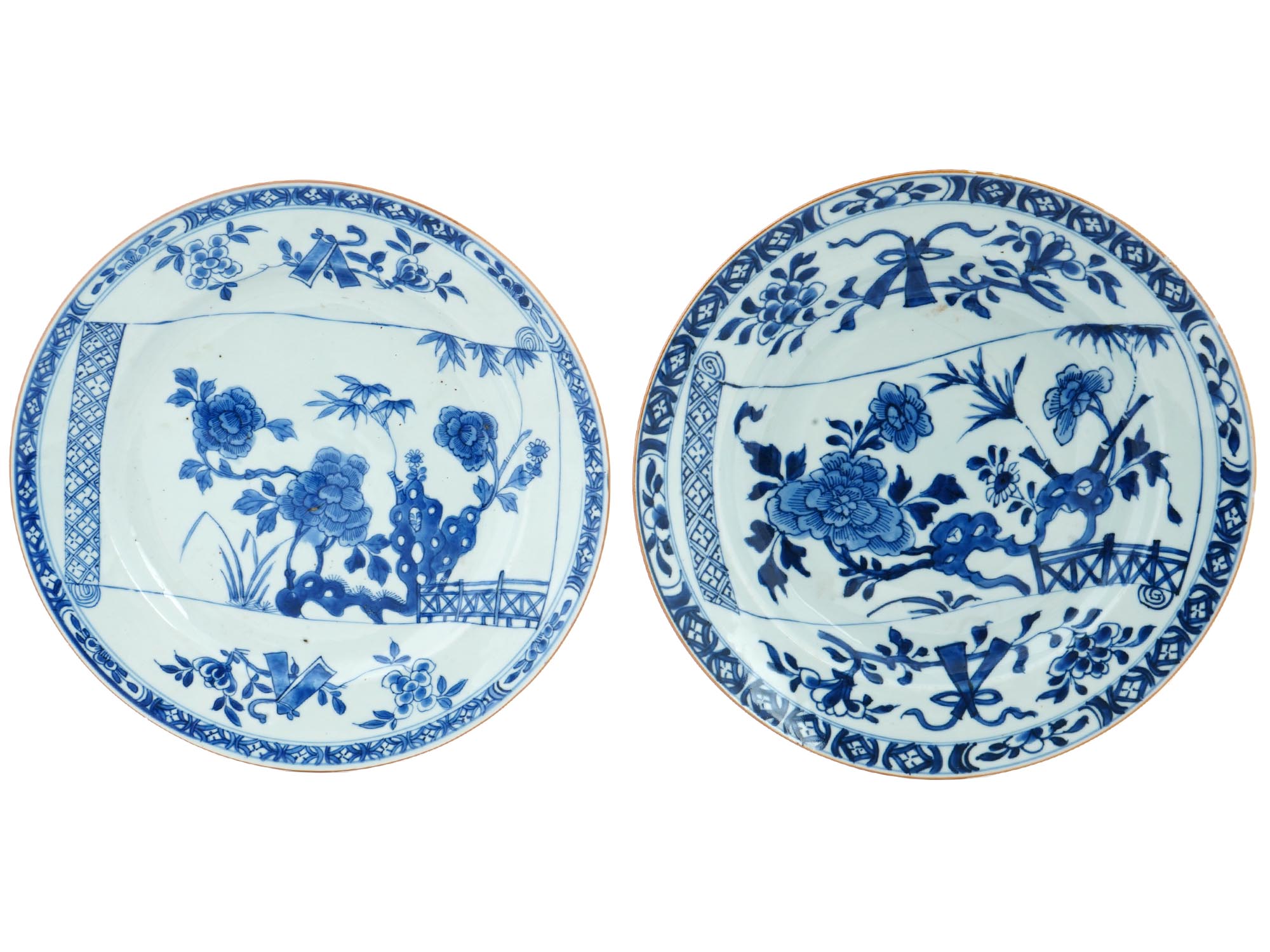 ANTIQUE CHINESE KANGXI BLUE WHITE PORCELAIN DISHES PIC-0