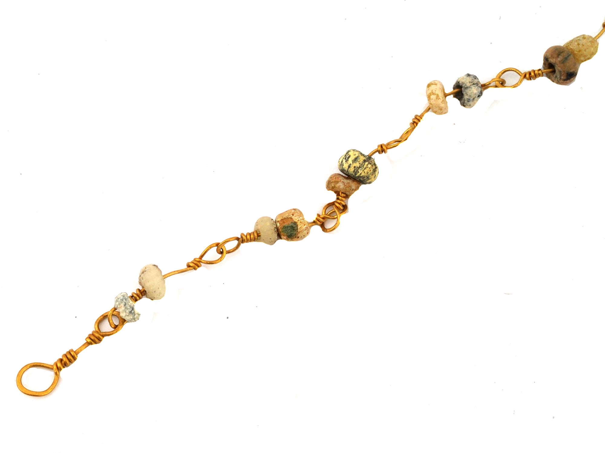 ANCIENT ROMAN GOLD BRACELET DESIGNED WITH GLASS BEADS PIC-4