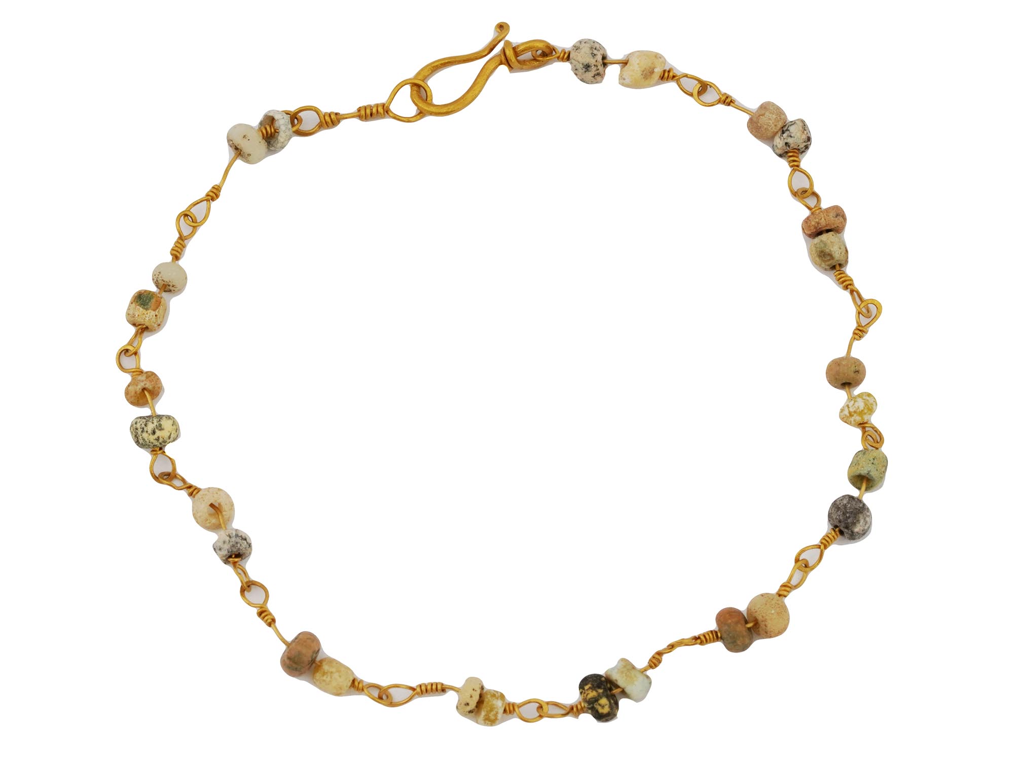 ANCIENT ROMAN GOLD BRACELET DESIGNED WITH GLASS BEADS PIC-0