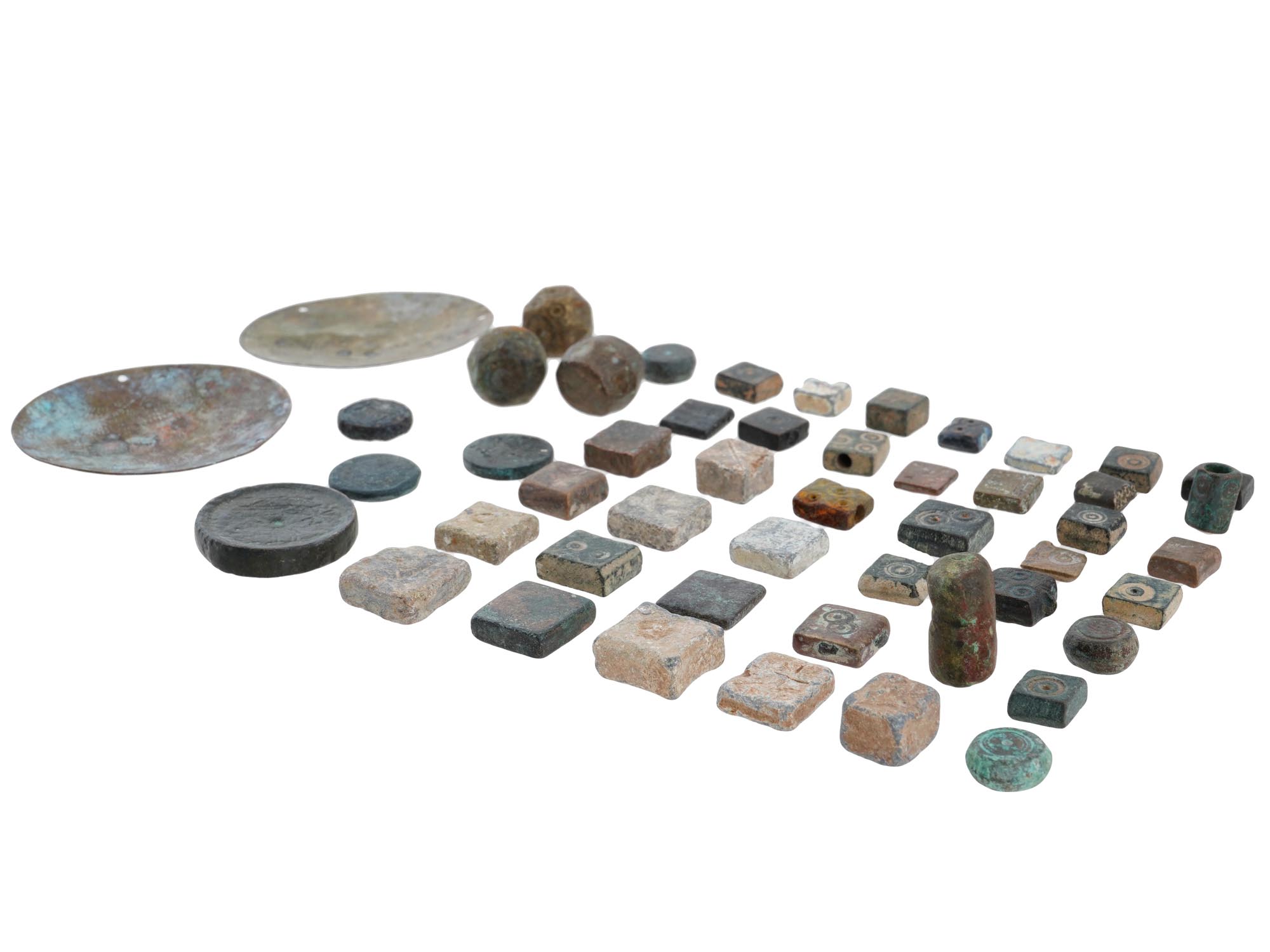 ANCIENT COLLECTION STONE BRONZE SCALES AND WEIGHTS PIC-0