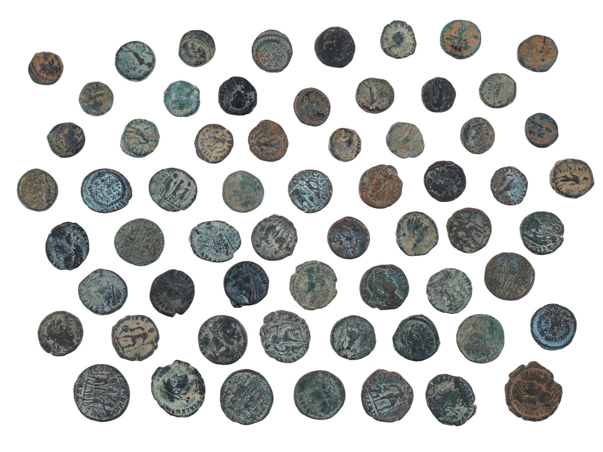 COLLECTION OF ANCIENT GREEK AND ROMAN BRONZE COINS PIC-1